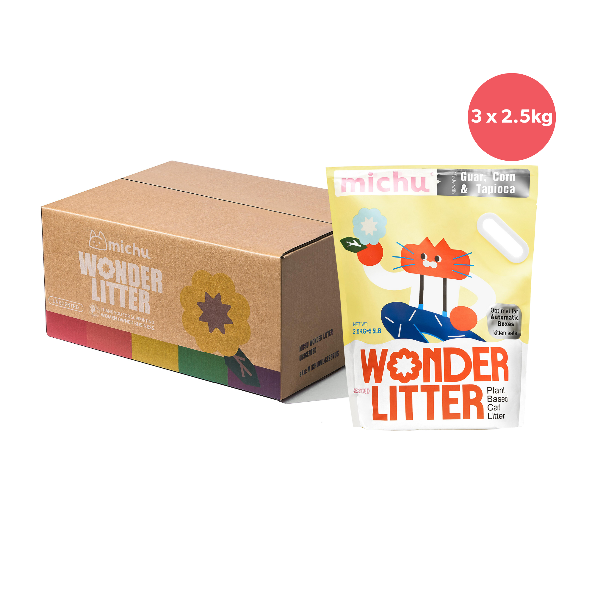 Michu Wonder Plant Based Cat Litter Unscented 2.5kg