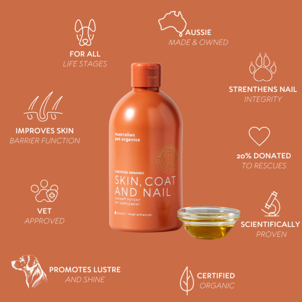 Australian Pet Organics Skin, Coat and Nail Oil Dog Supplement 500ml