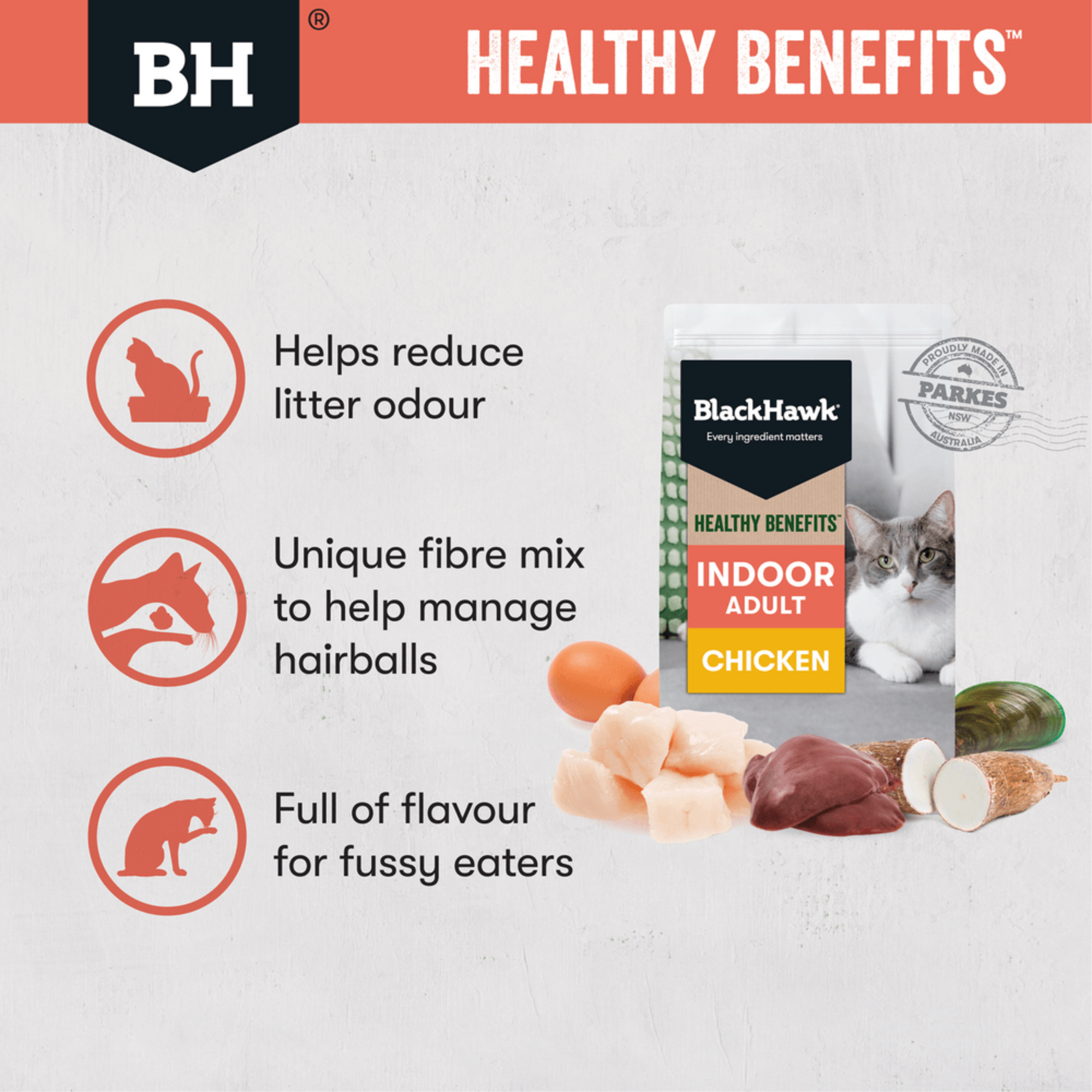 Black Hawk Adult Healthy Benefits Indoor Chicken Dry Cat Food 4kg