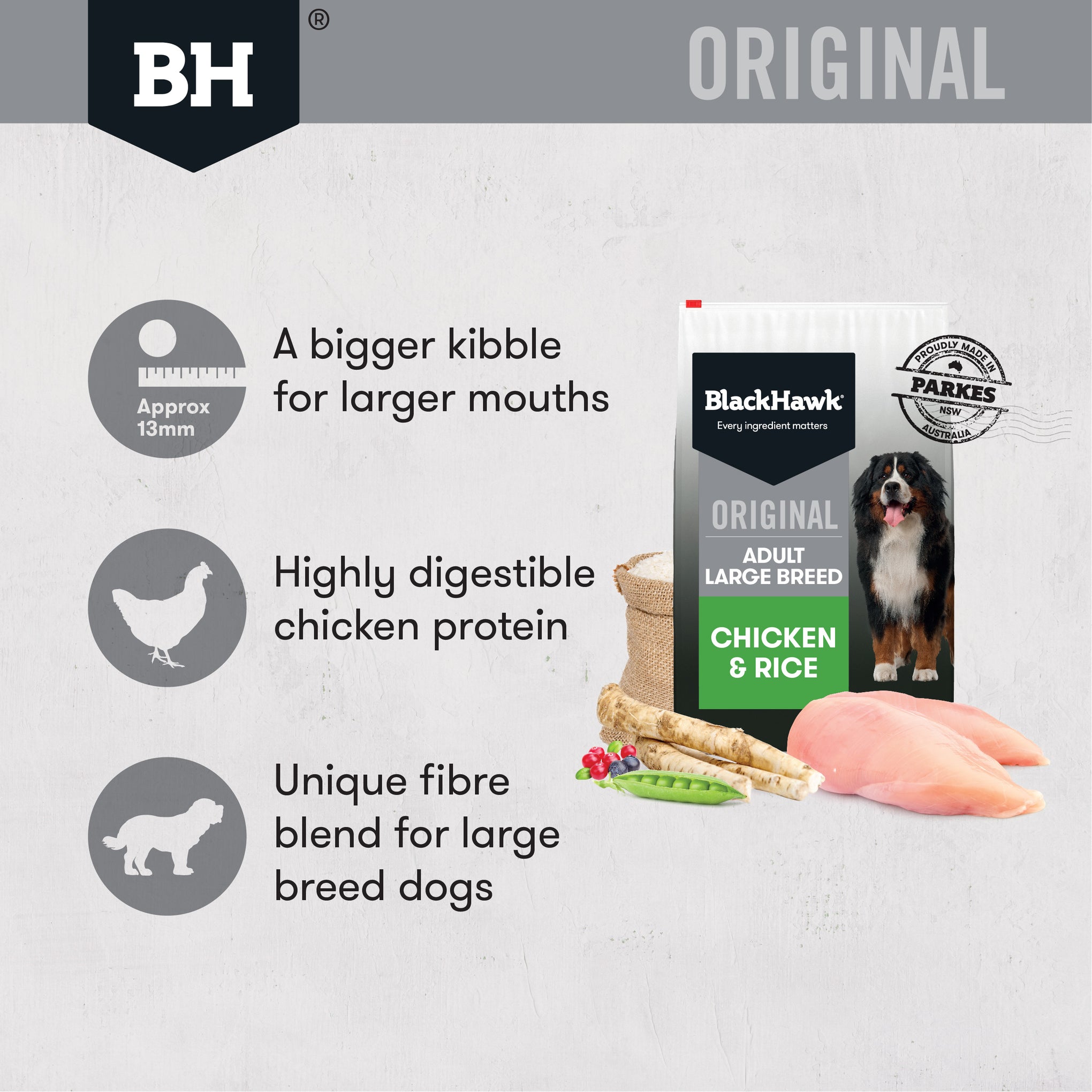 Black Hawk Original Adult Large Breed Chicken and Rice Dry Dog Food 20kg