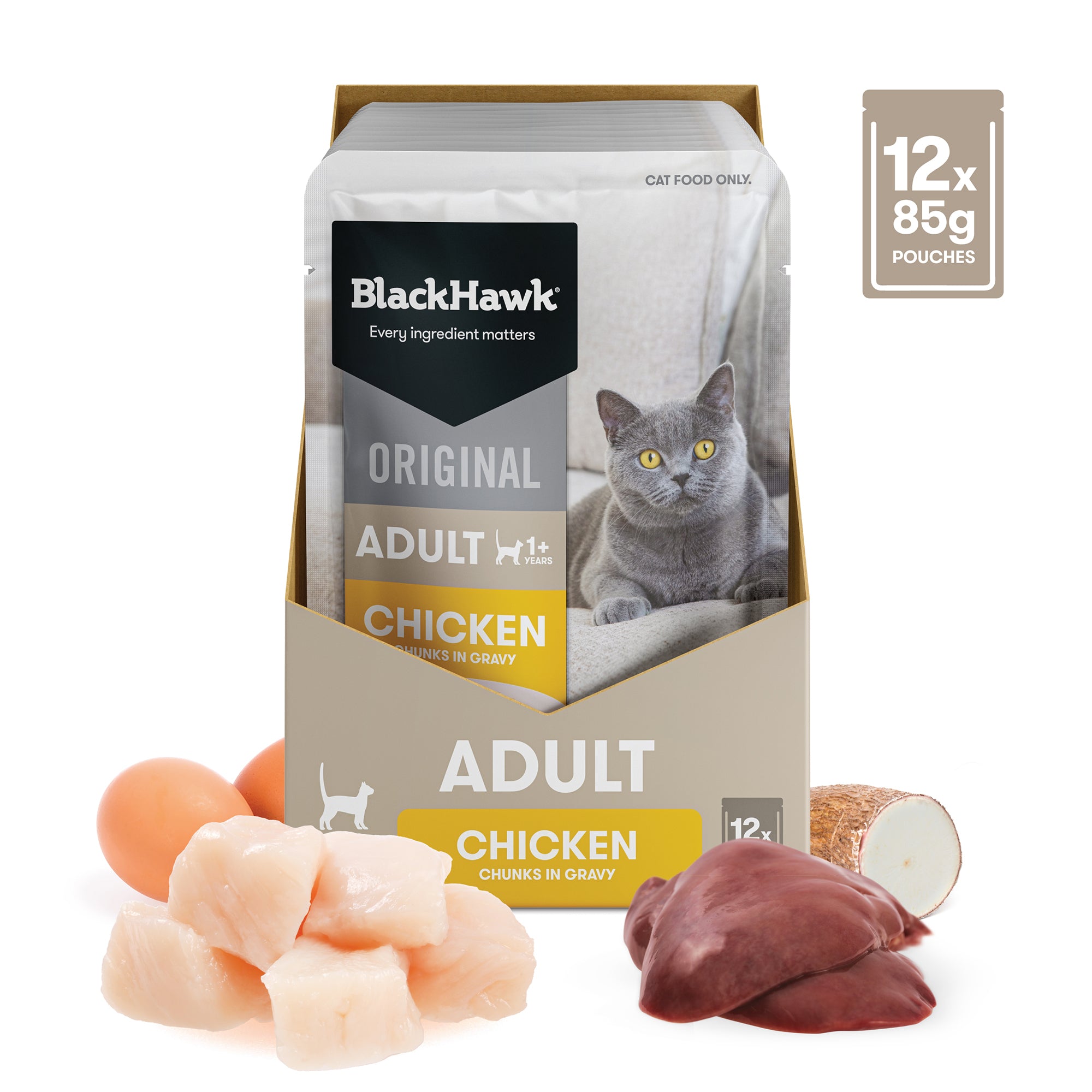 Black Hawk Original Cat Chicken in Gravy Cat Wet Food 85g x 12