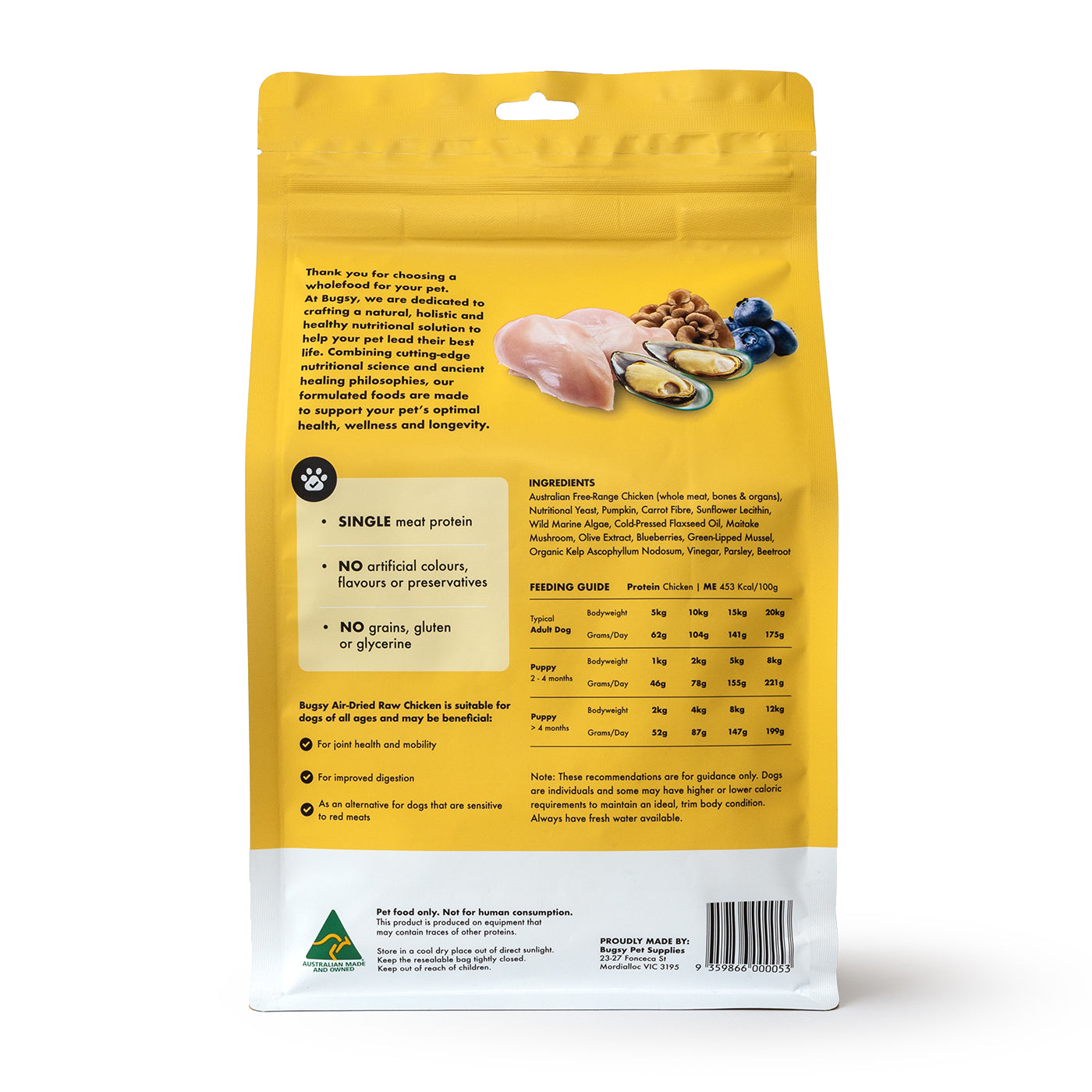 Bugsy Air Dried Dog Food Chicken