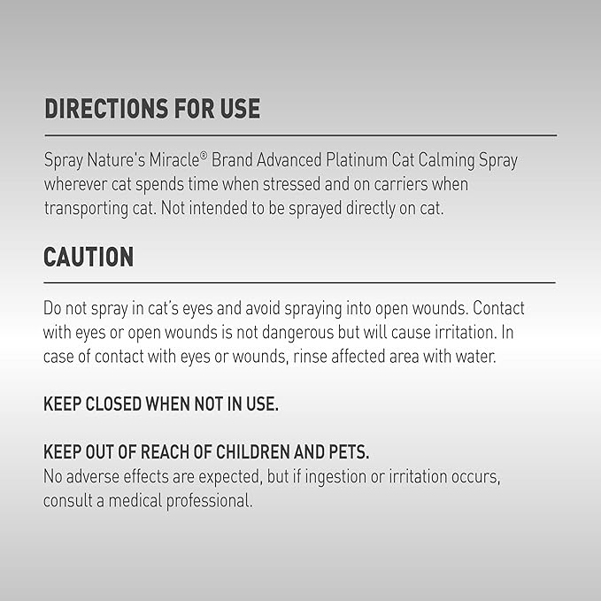 Nature's Miracle Advanced Platinum Cat Calming Spray 236ml