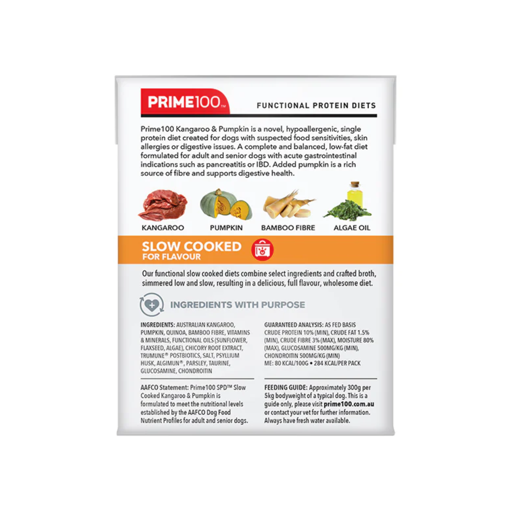 Prime100 SPD Dog Wet Food Slow Cooked Kangaroo & Pumpkin 354g x 12