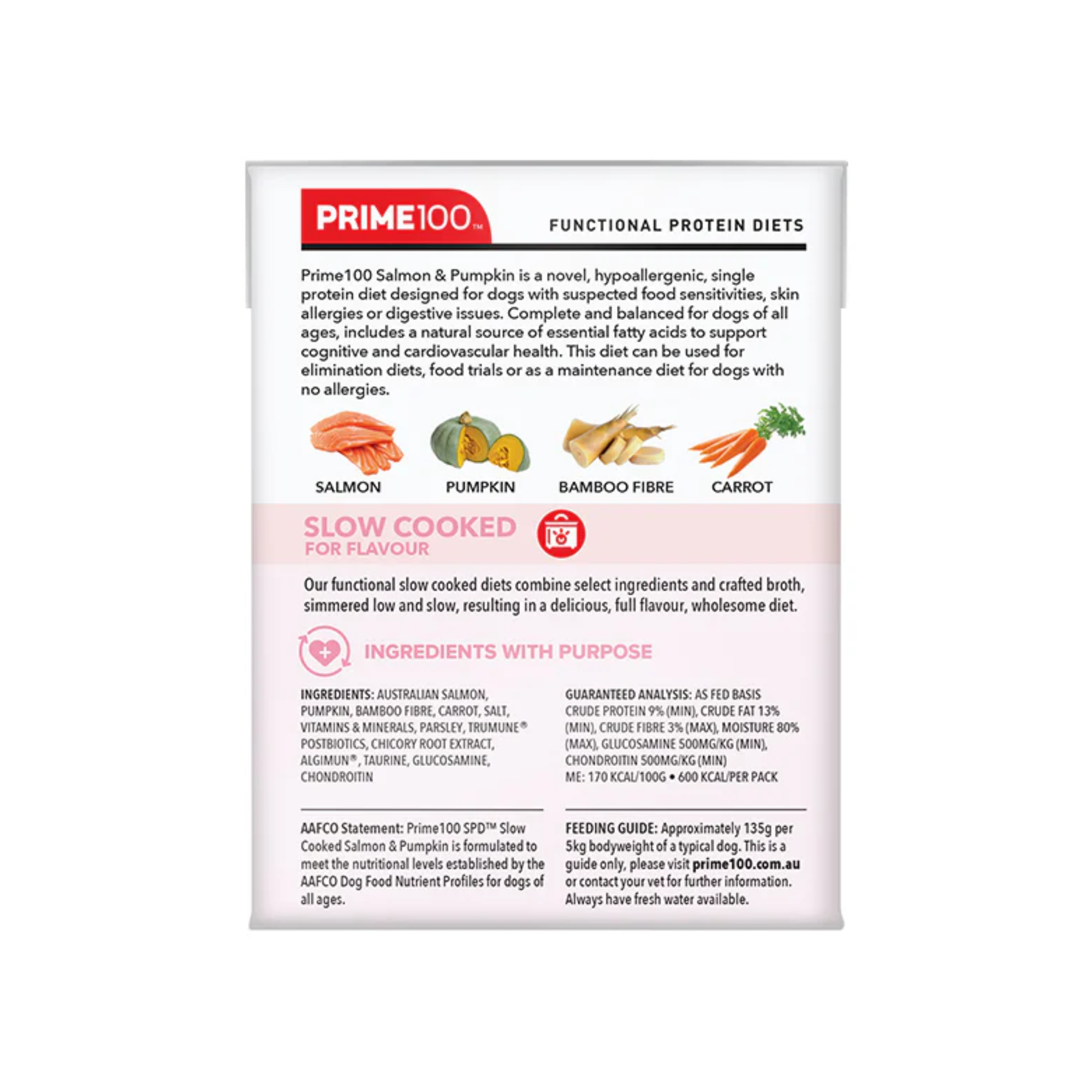 Prime100 SPD Dog Wet Food Slow Cooked Salmon & Pumpkin 354g x 12
