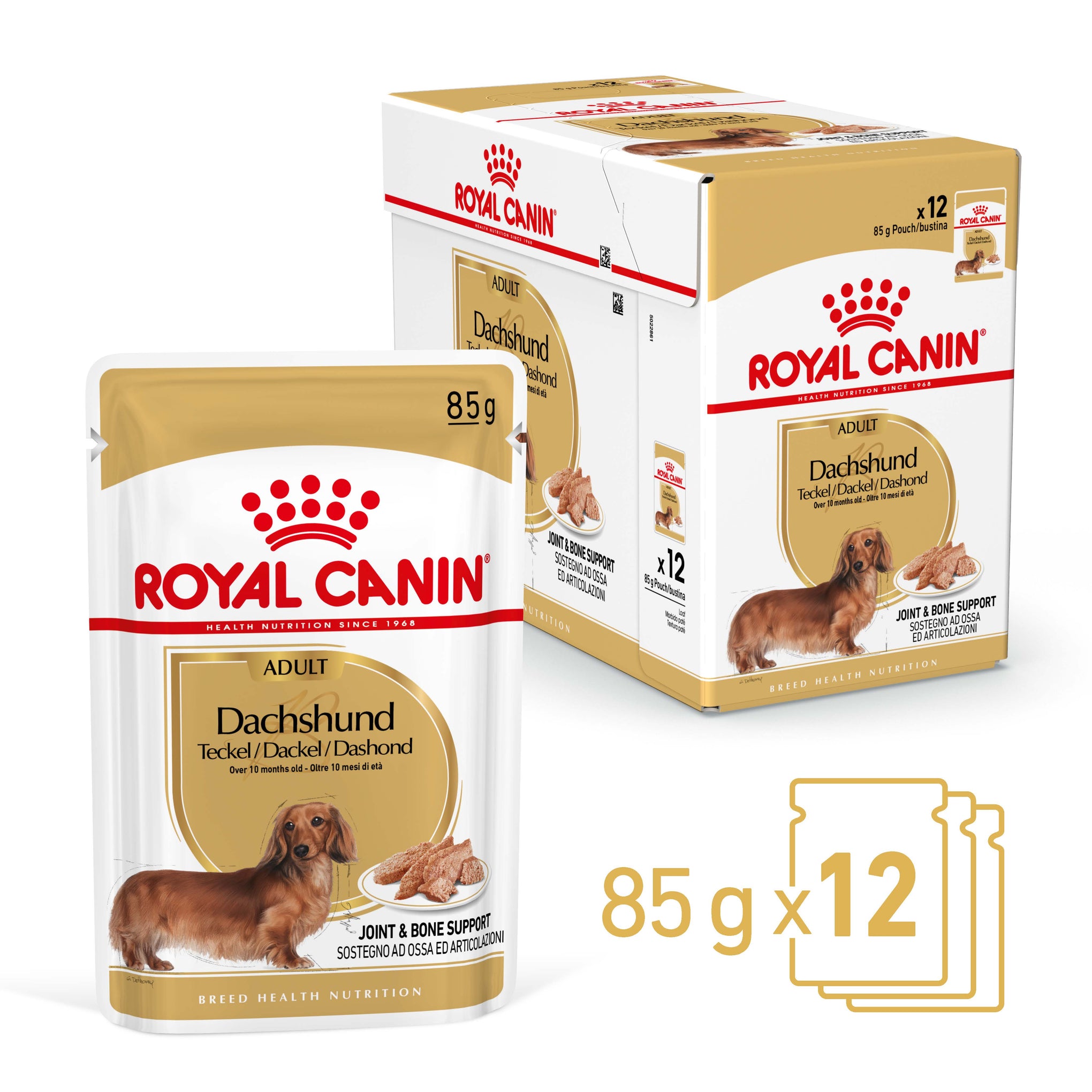 Royal Canin Dachshund Adult Wet Dog Food Pouches 85g x 12