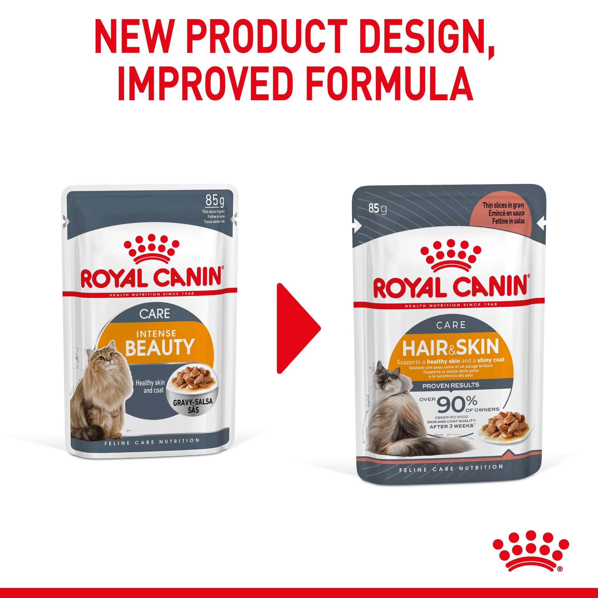 Royal Canin Hair & Skin Gravy Adult Wet Cat Food Pouches 85g x 12