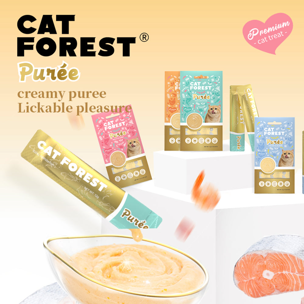 CAT FOREST Puree Tuna With Tuna Roe Cat Treats 12g x 4