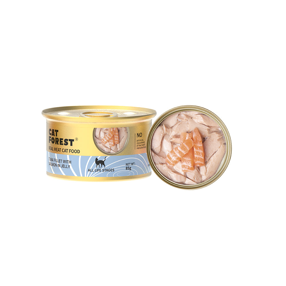 CAT FOREST Tuna White Meat with Salmon in Jelly Cat Wet Food 85g x 24