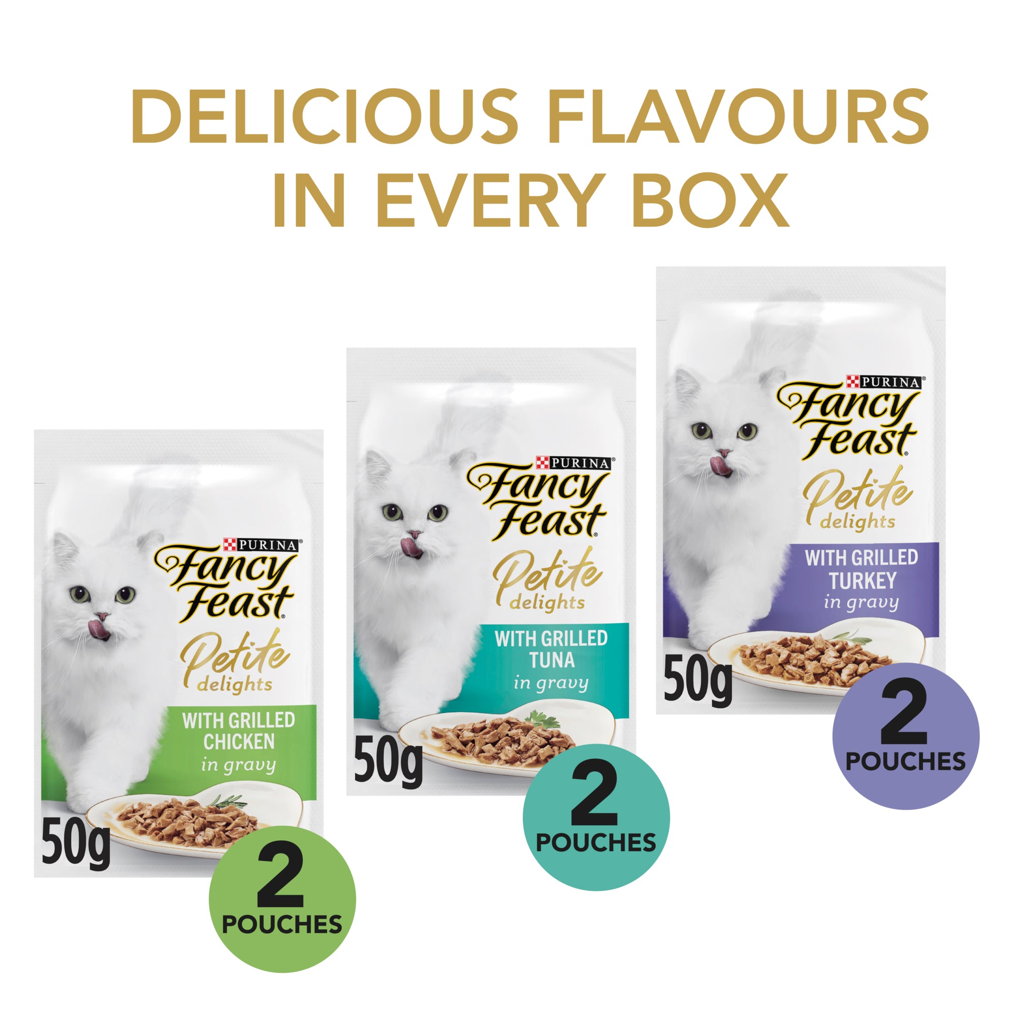 Fancy Feast Petite Delights Chicken Turkey Tuna Variety Pack Adult Wet Cat Food 50g x 6