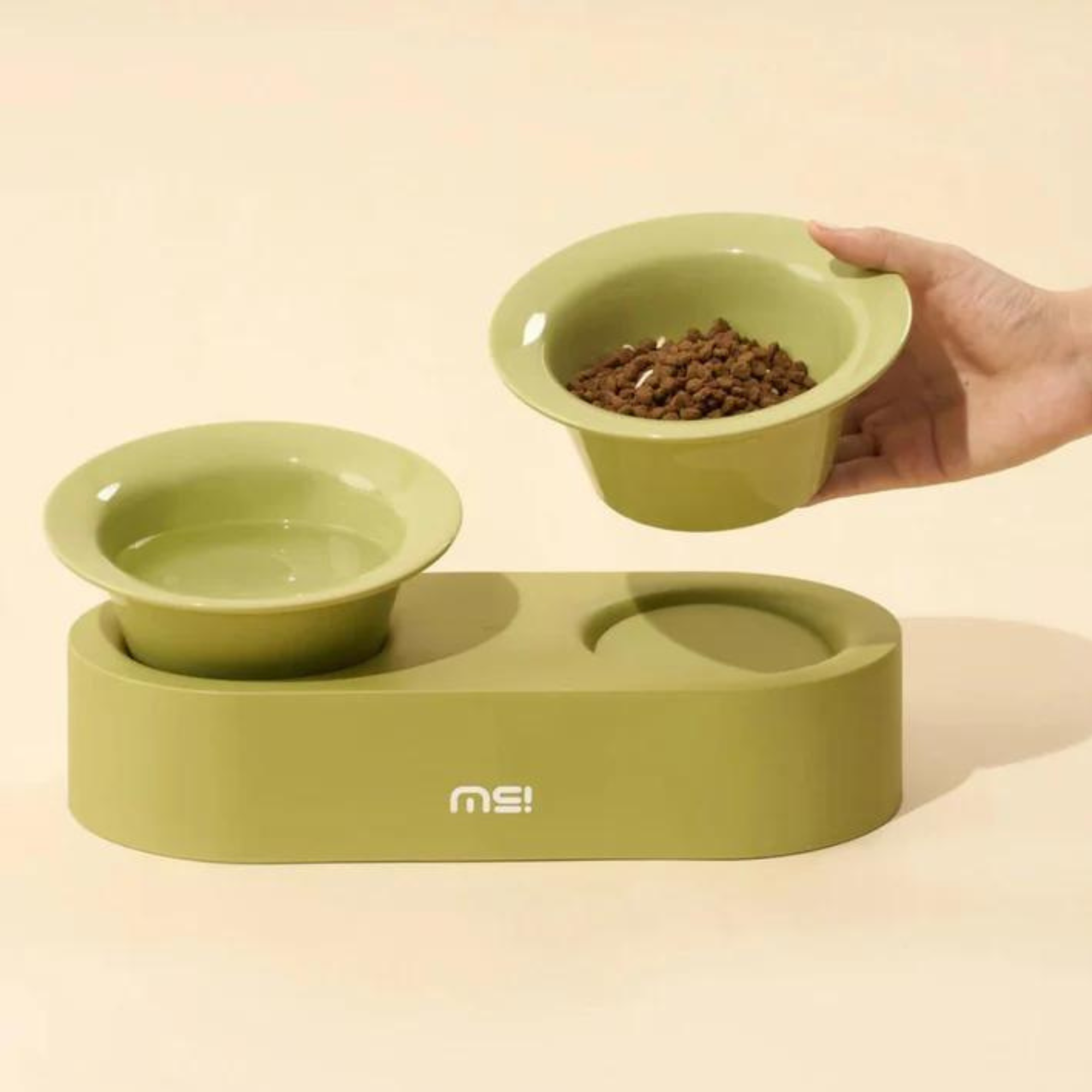 Makesure Jingle 2 in 1 Ceramic Pet Bowl Green