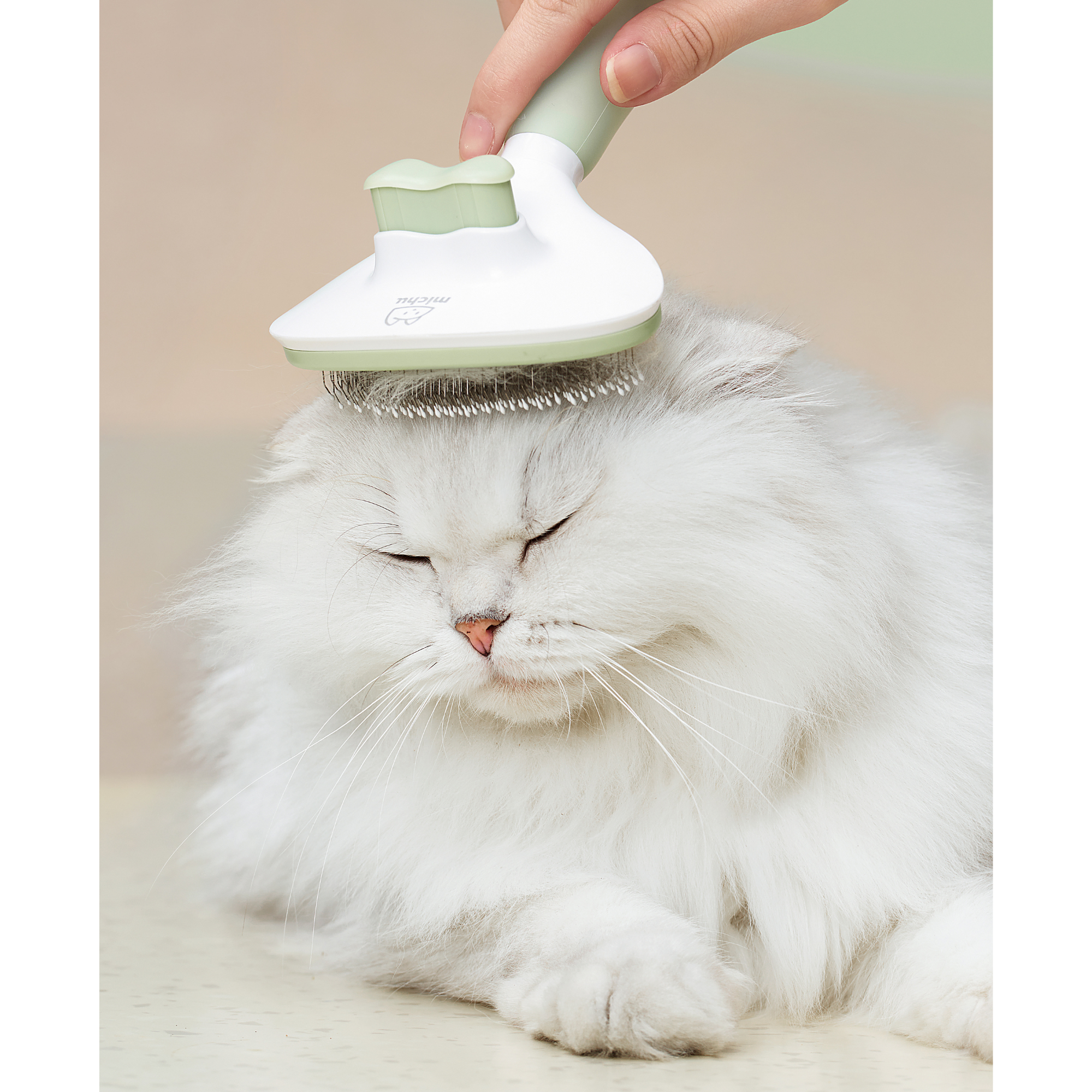 Michu Cream Round Head Grooming Dog and Cat Brush
