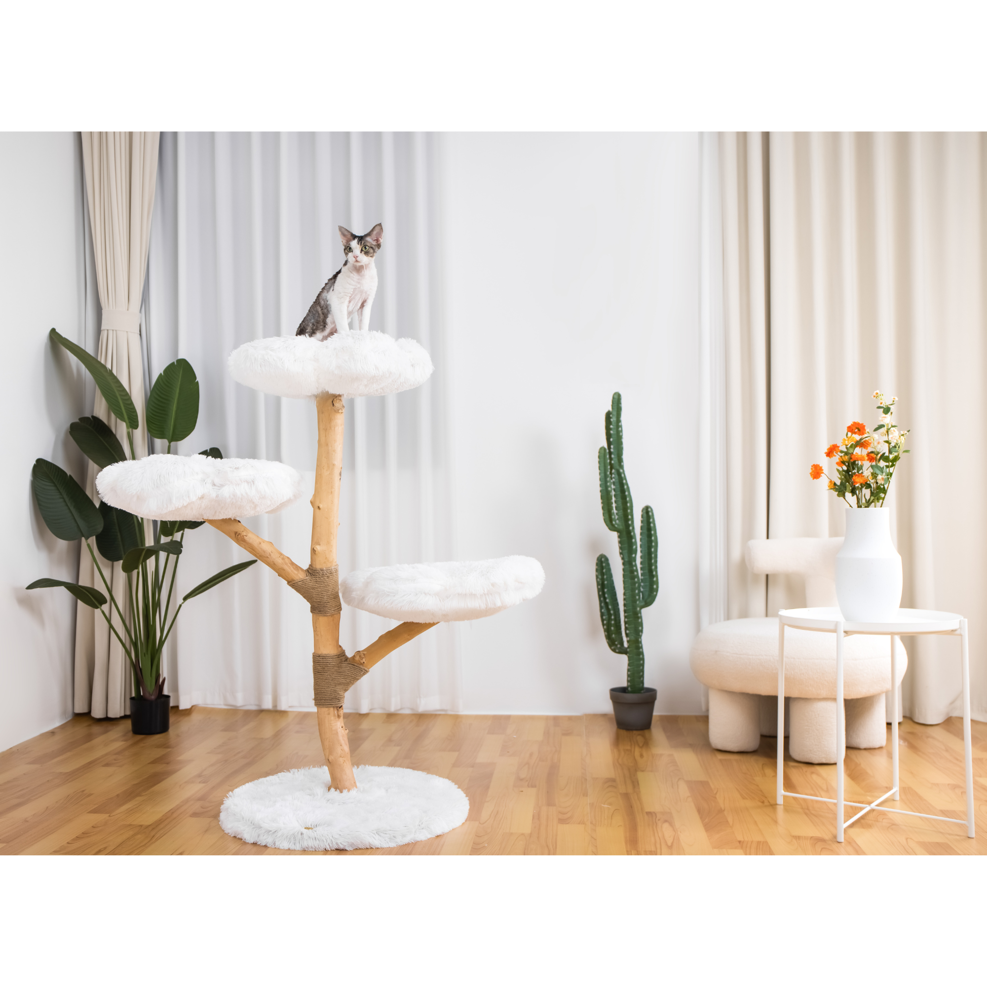 Michu Fluffy Blossom Real Wooden Cat Tree Extra Large