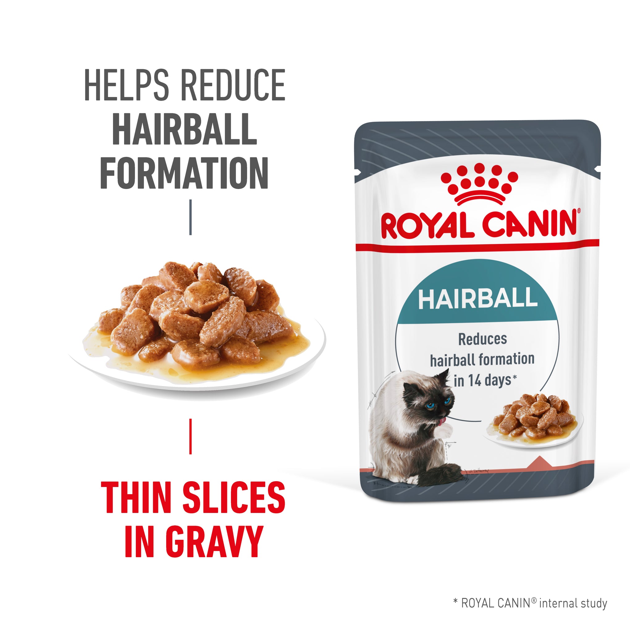 Royal Canin Hairball Care With Gravy Adult Wet Cat Food Pouches 85g x 12