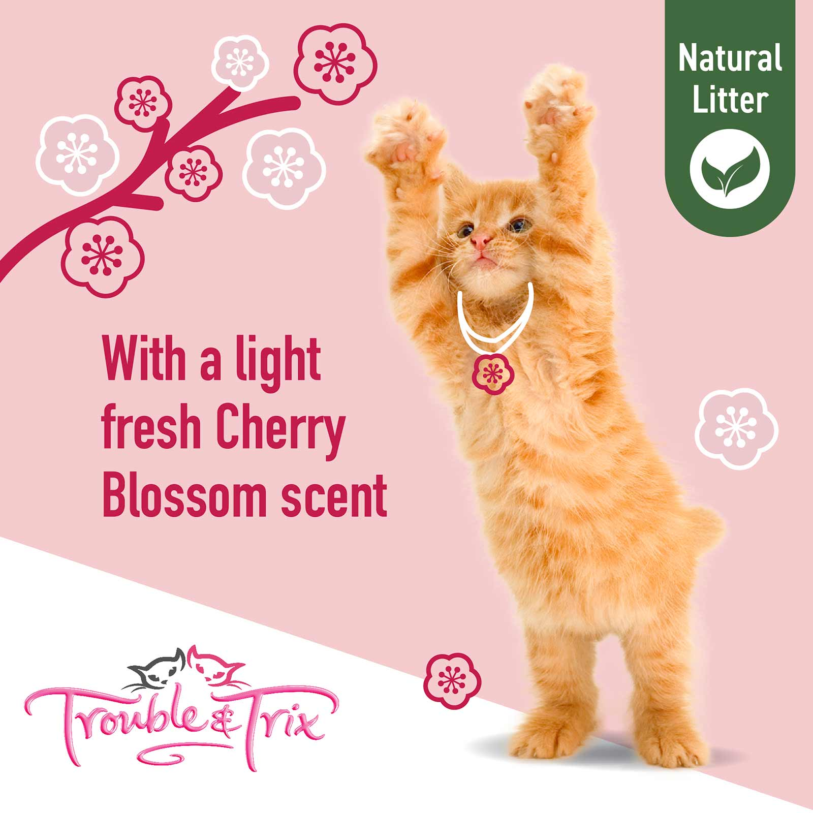 Trouble and Trix Plant Cherry Blossom Extract Natural Cat Litter 10L