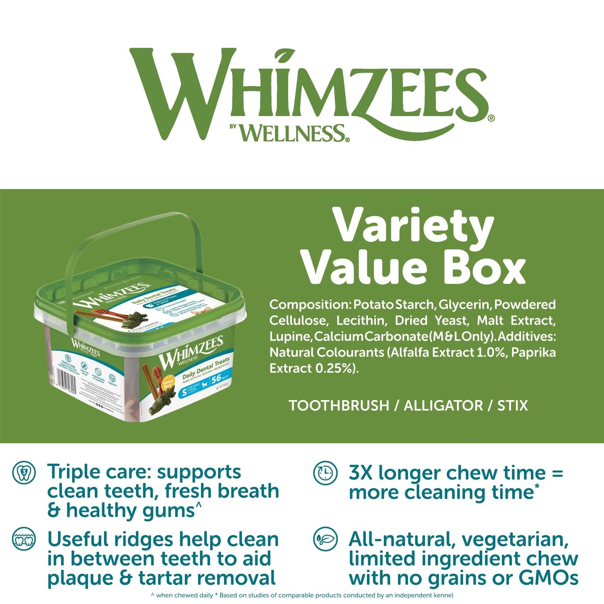 Whimzees Dog Dental Treats Variety Value Box Medium 28 Pack