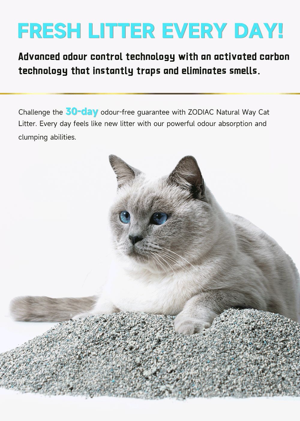 ZODIAC Natural Way Superfine Bentonite With Activated Charcoal Cat Litter 4.5Kg x 2