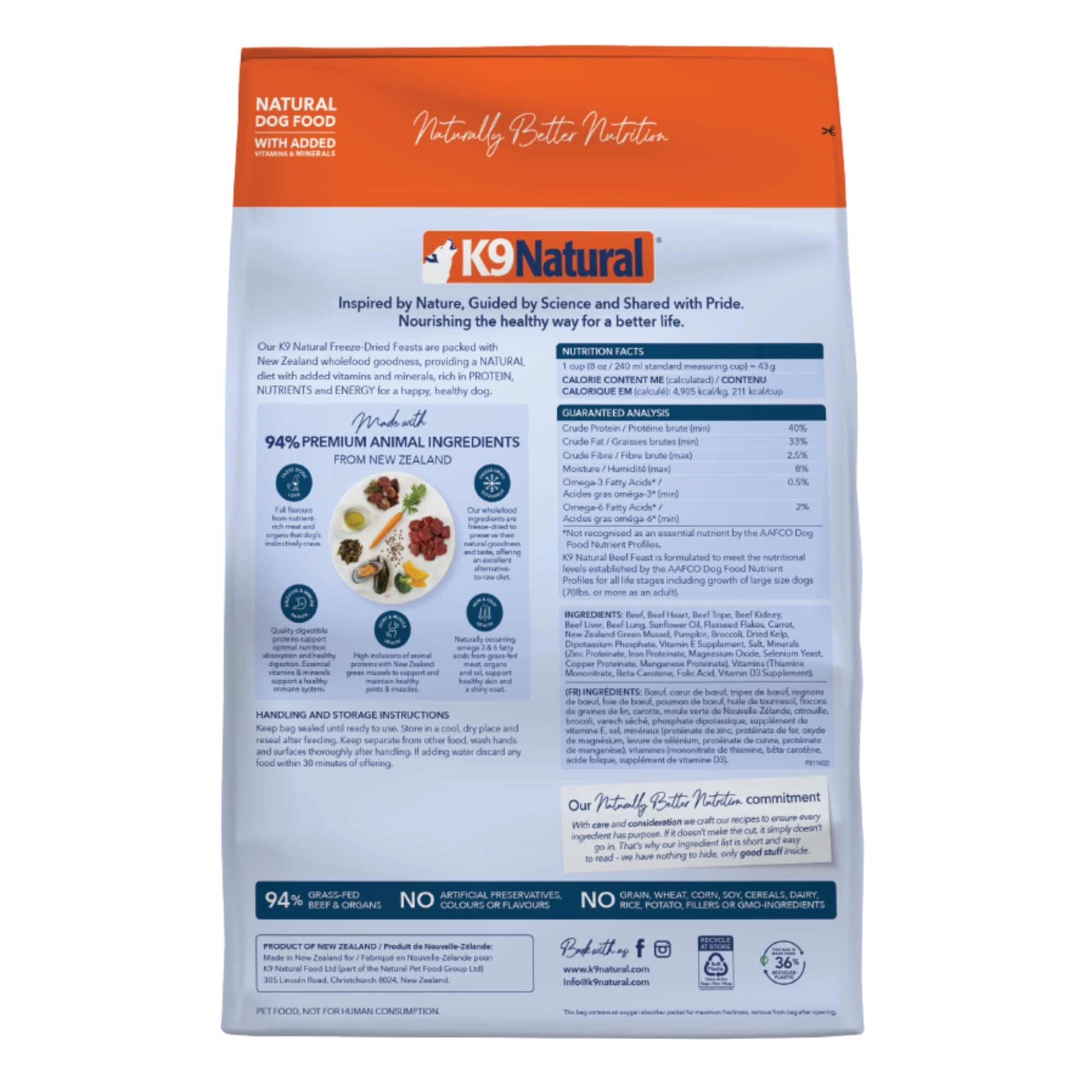 K9 Natural Grain Free Freeze Dried Dog Food Beef