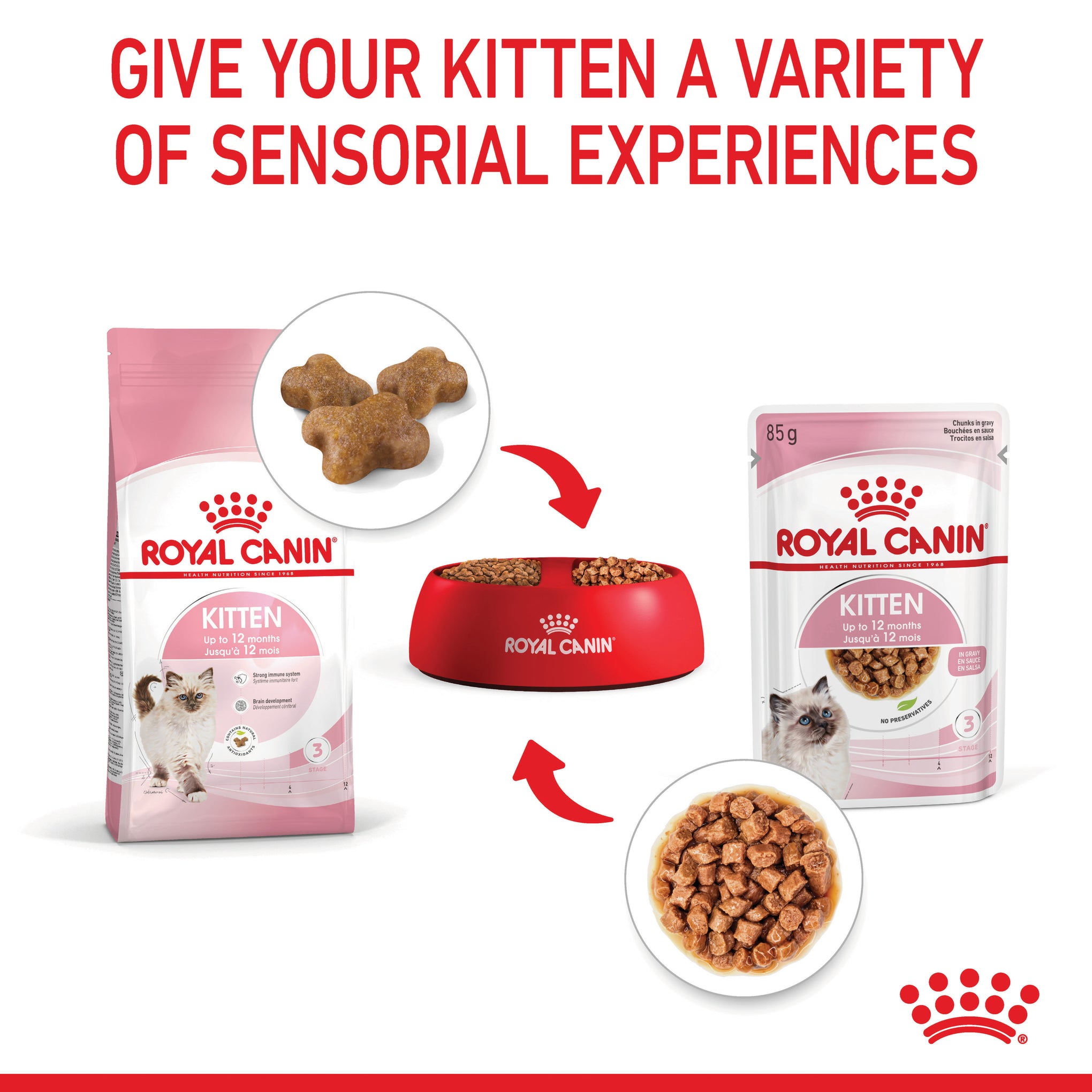 Royal Canin Kitten Instinctive with Gravy Wet Cat Food Pouches 85g x 12