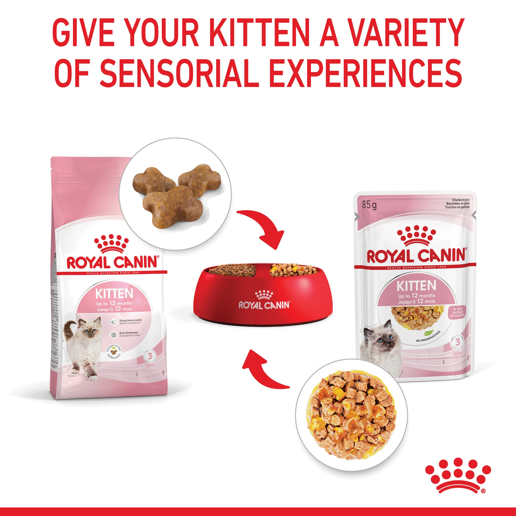 Royal Canin Kitten Instinctive with Jelly Wet Cat Food Pouches 85g x 12