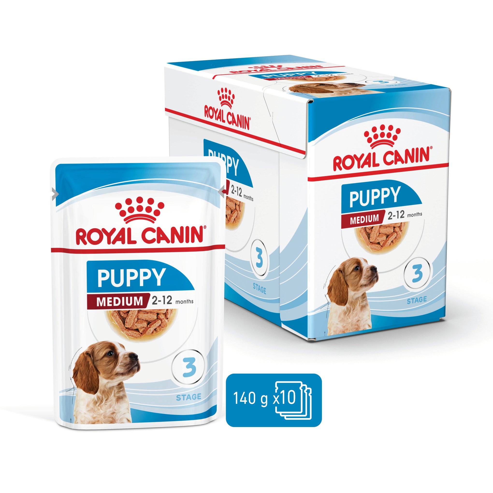 Royal Canin Medium Puppy Wet Dog Food Pouches 140g x 10
