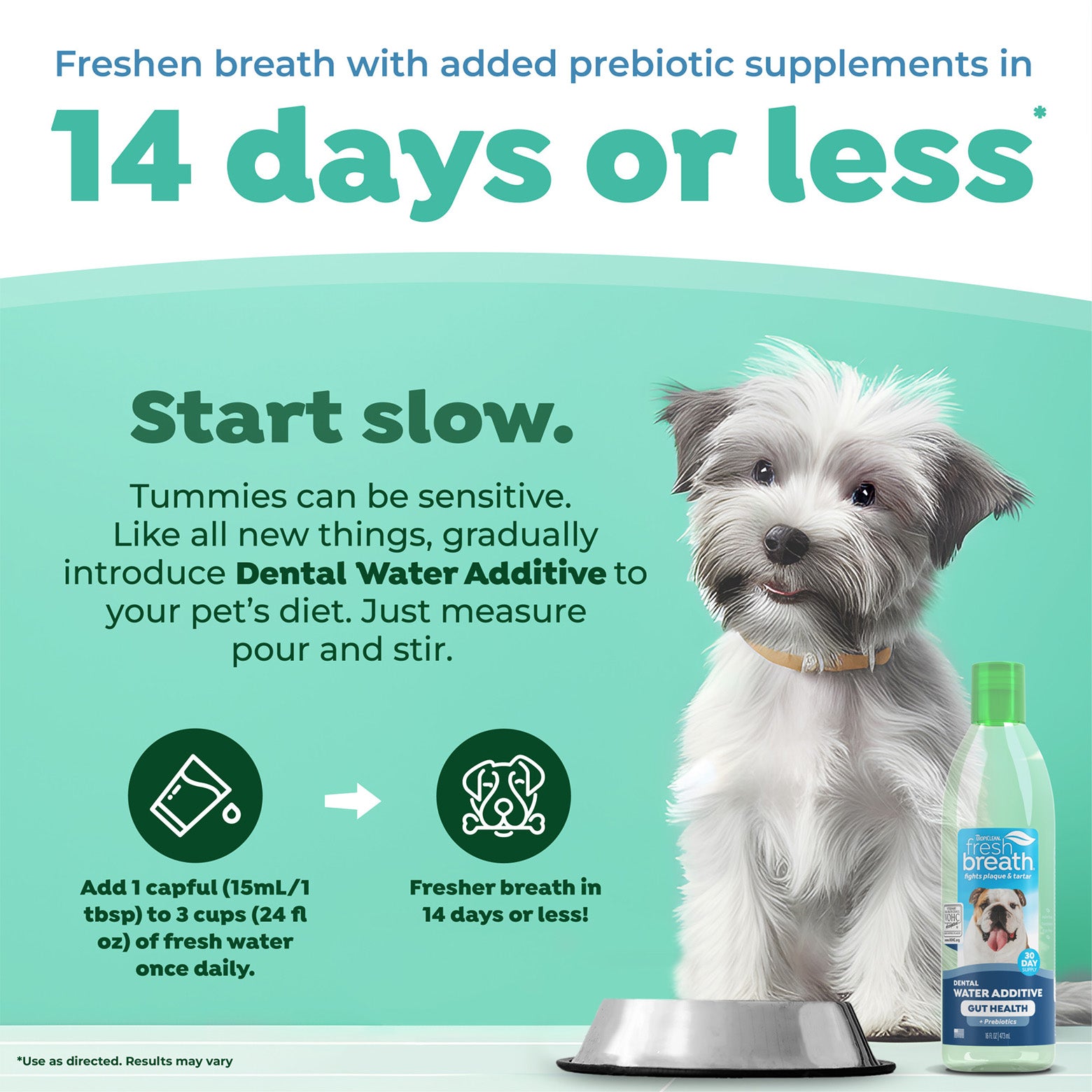 TropiClean Fresh Breath Dental Water Additive Plus Gut Health 473ml