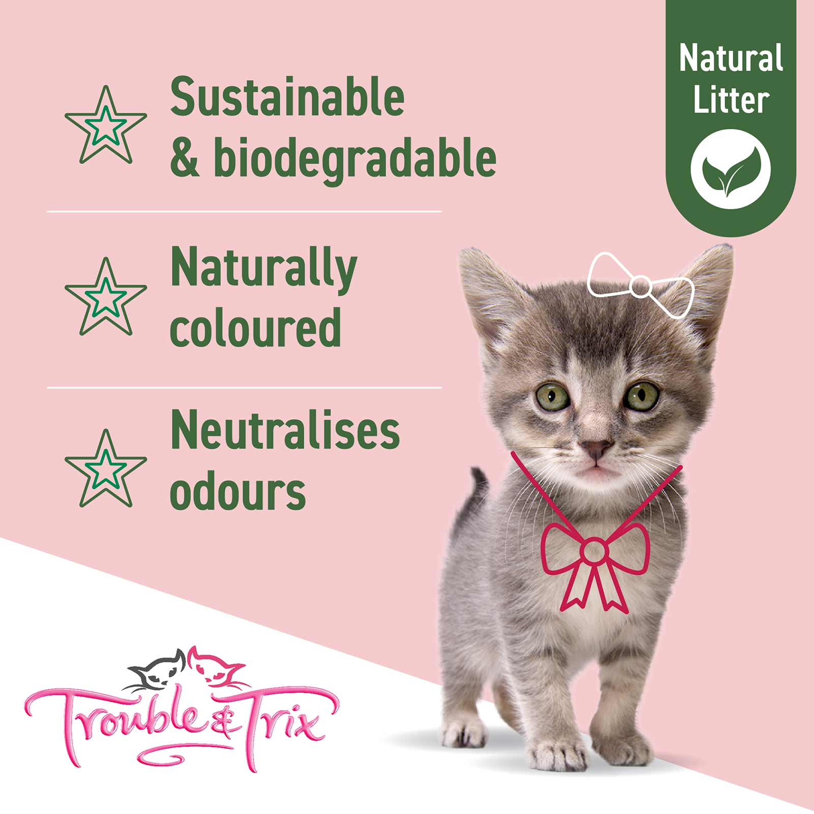 Trouble and Trix Plant Cherry Blossom Extract Natural Cat Litter 10L