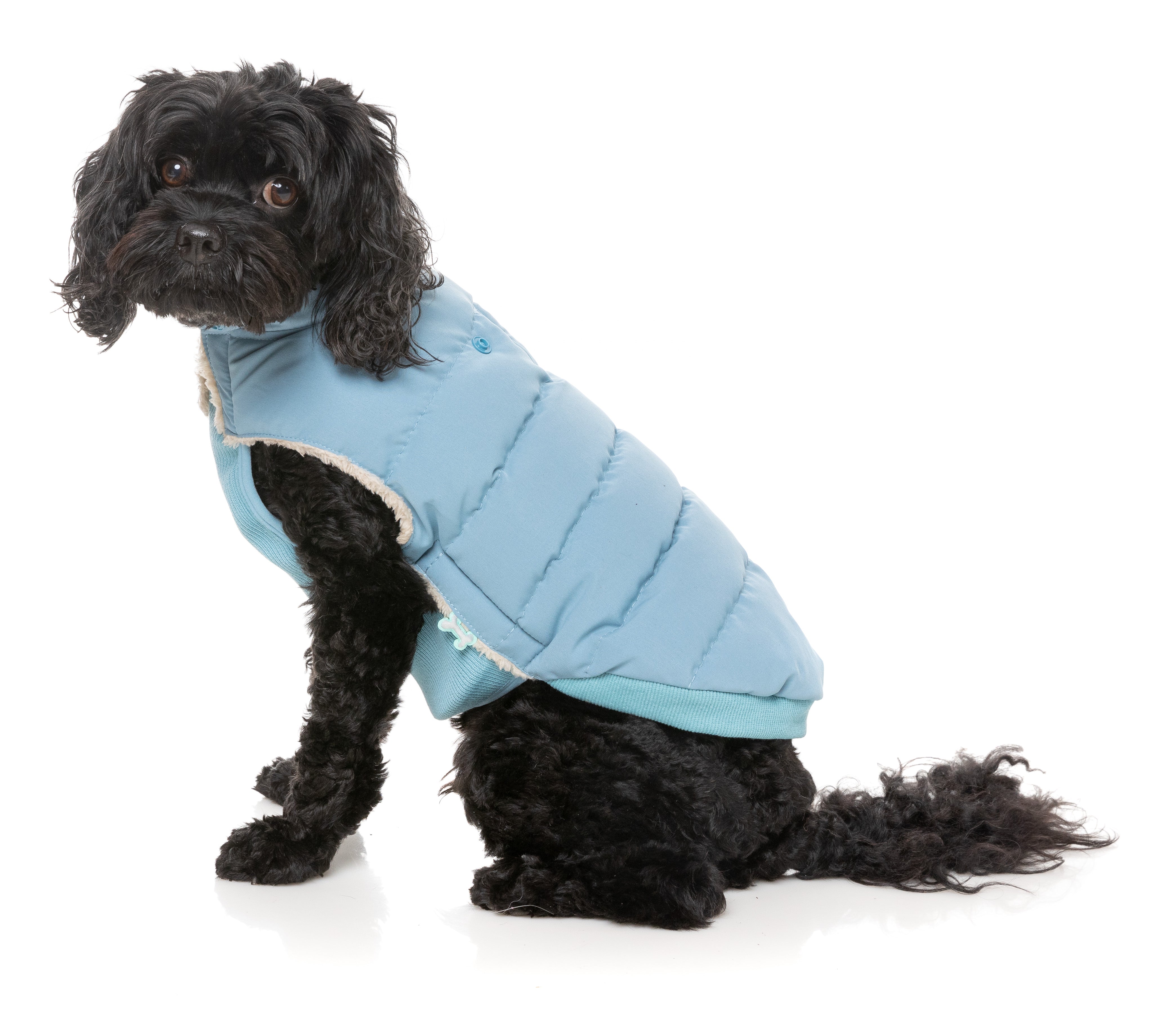 FuzzYard Essential Puffer Dog Jacket Blue 1