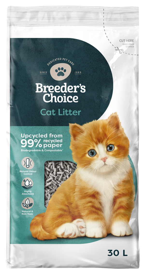 Breeders Choice Recycled Paper Cat Litter 30L