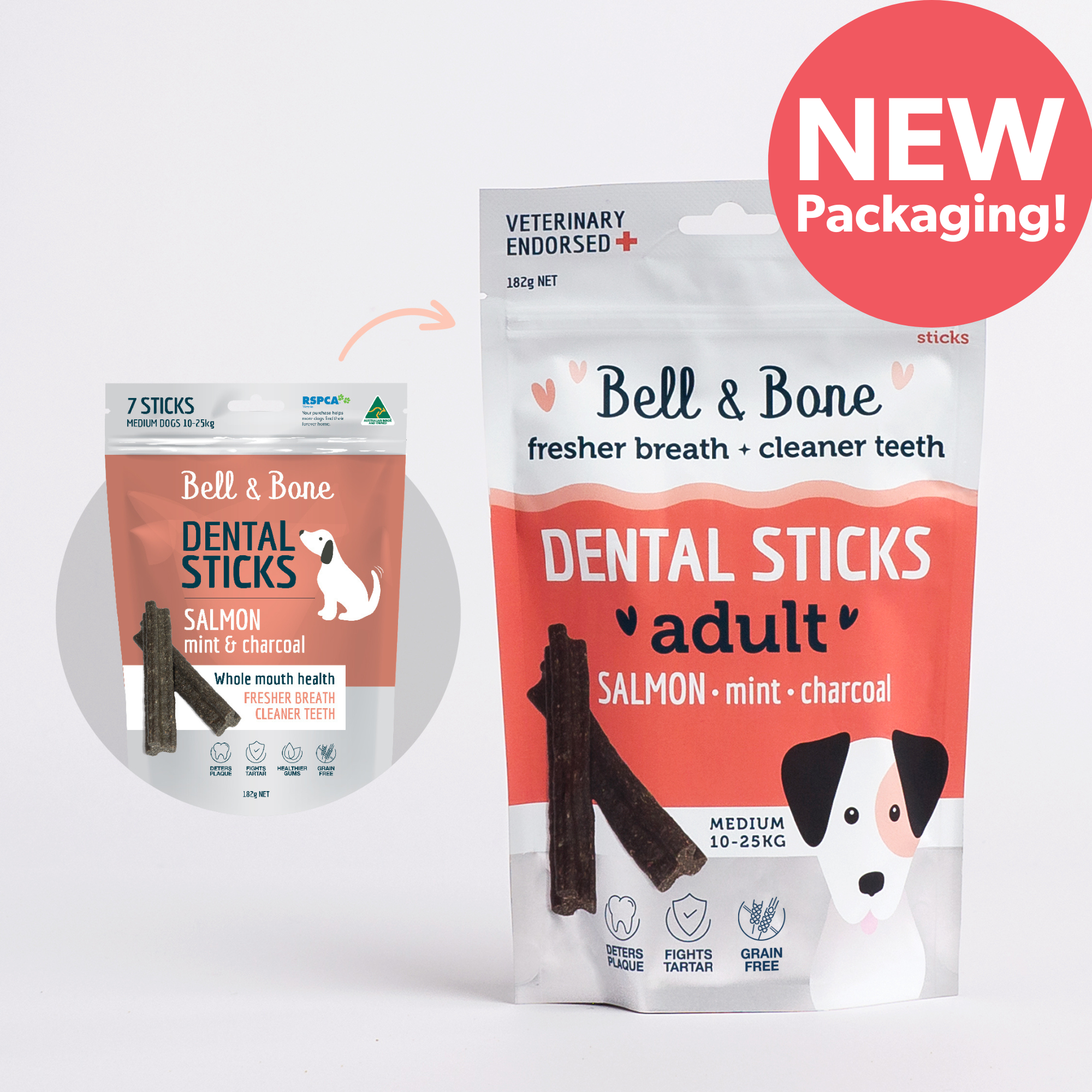 Bell & Bone Dog Dental Sticks Salmon Mint and Charcoal