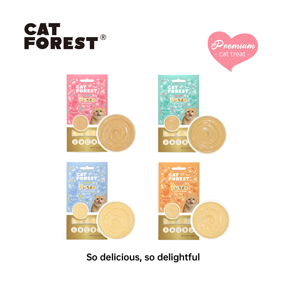 CAT FOREST Puree Chicken With Shrimp Cat Treats 12g x 4