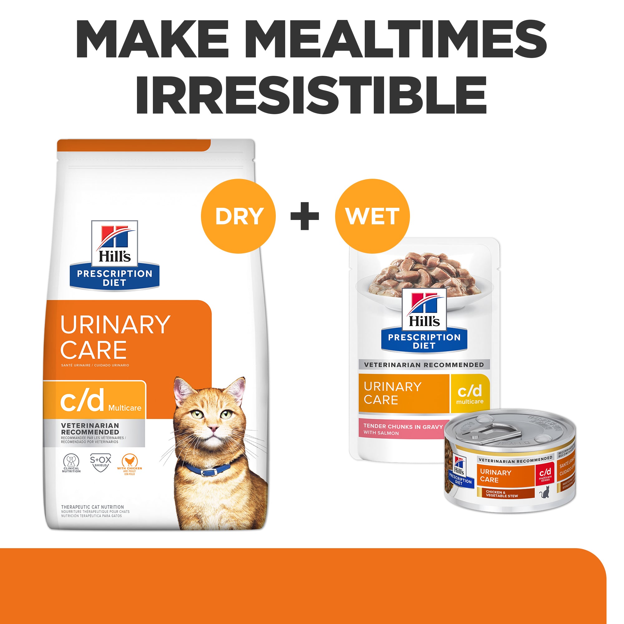 Hill's Prescription Diet c/d Multicare Urinary Care Chicken & Vegetable Stew Canned Cat Food 82g x 24