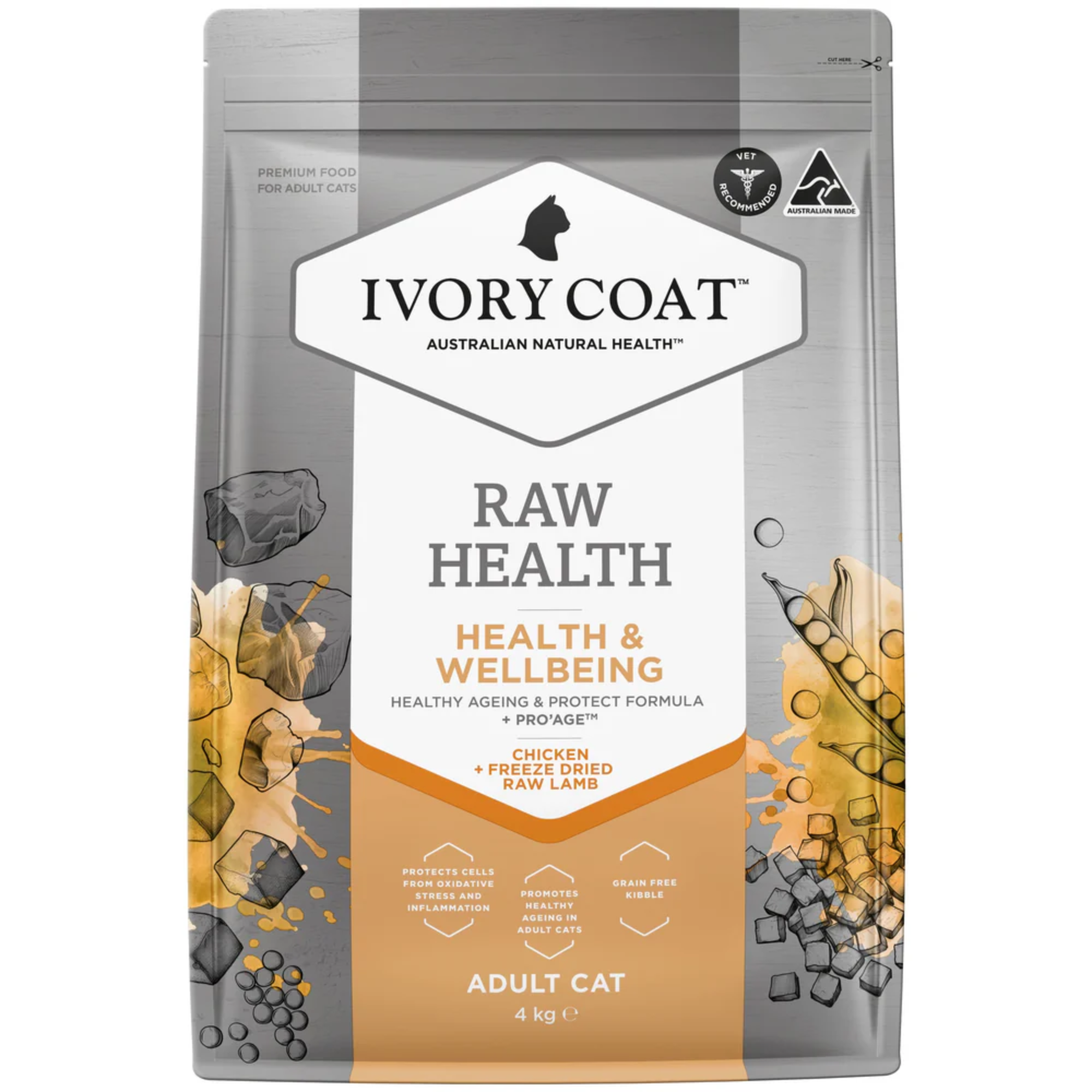Ivory Coat Raw Health Cat Health & Vitality Chicken and Freeze Dried Lamb Dry Cat Food