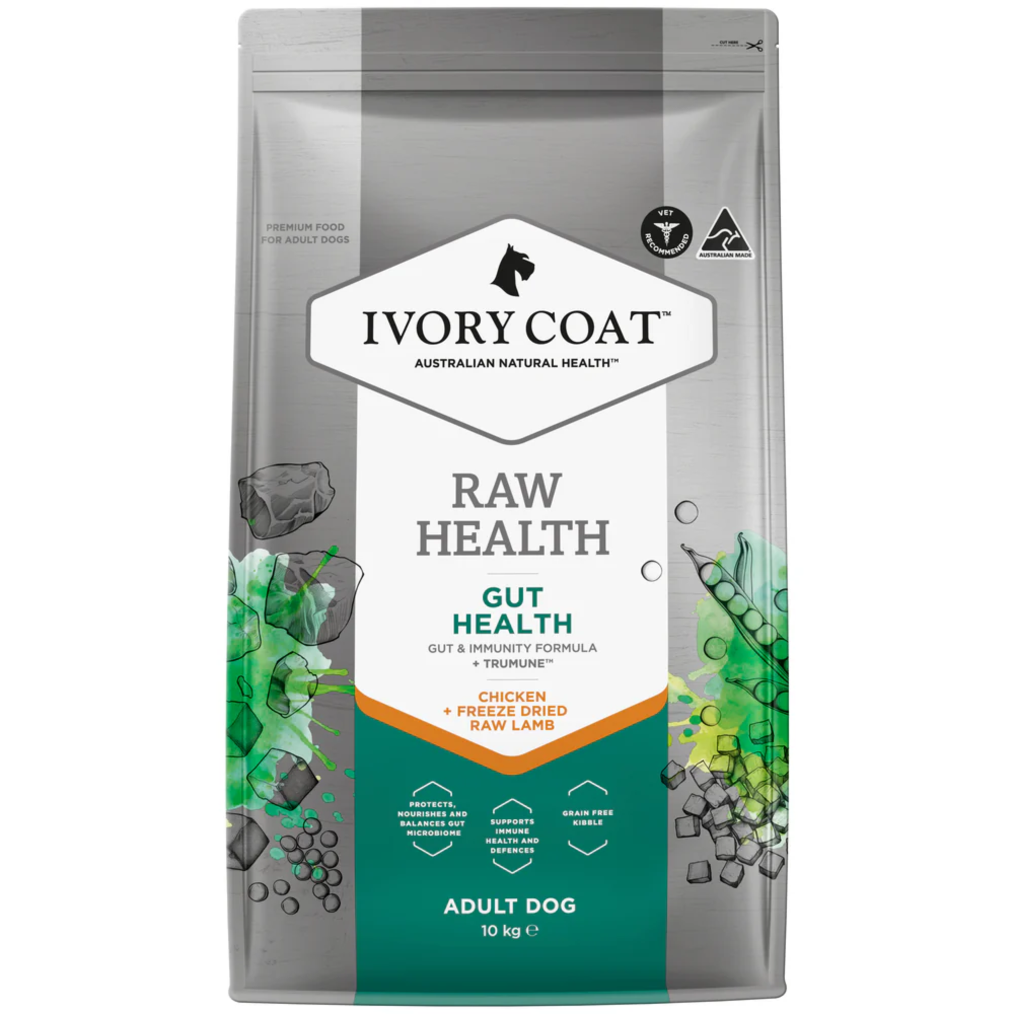 Ivory Coat Raw Health Dog Gut Health Chicken and Freeze Dried Lamb Dry Dog Food