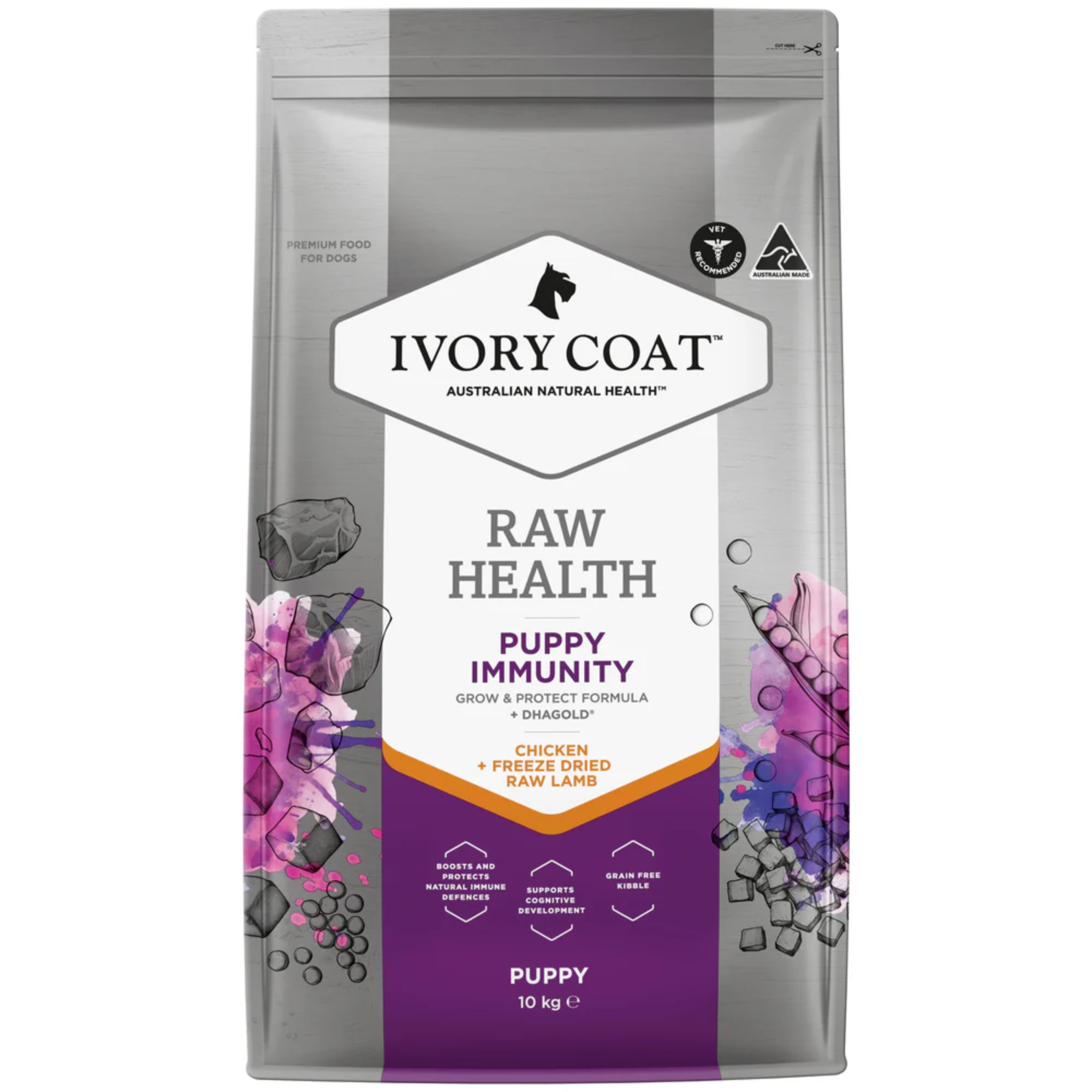 Ivory Coat Raw Health Immunity Chicken and Freeze Dried Lamb Dry Puppy Food
