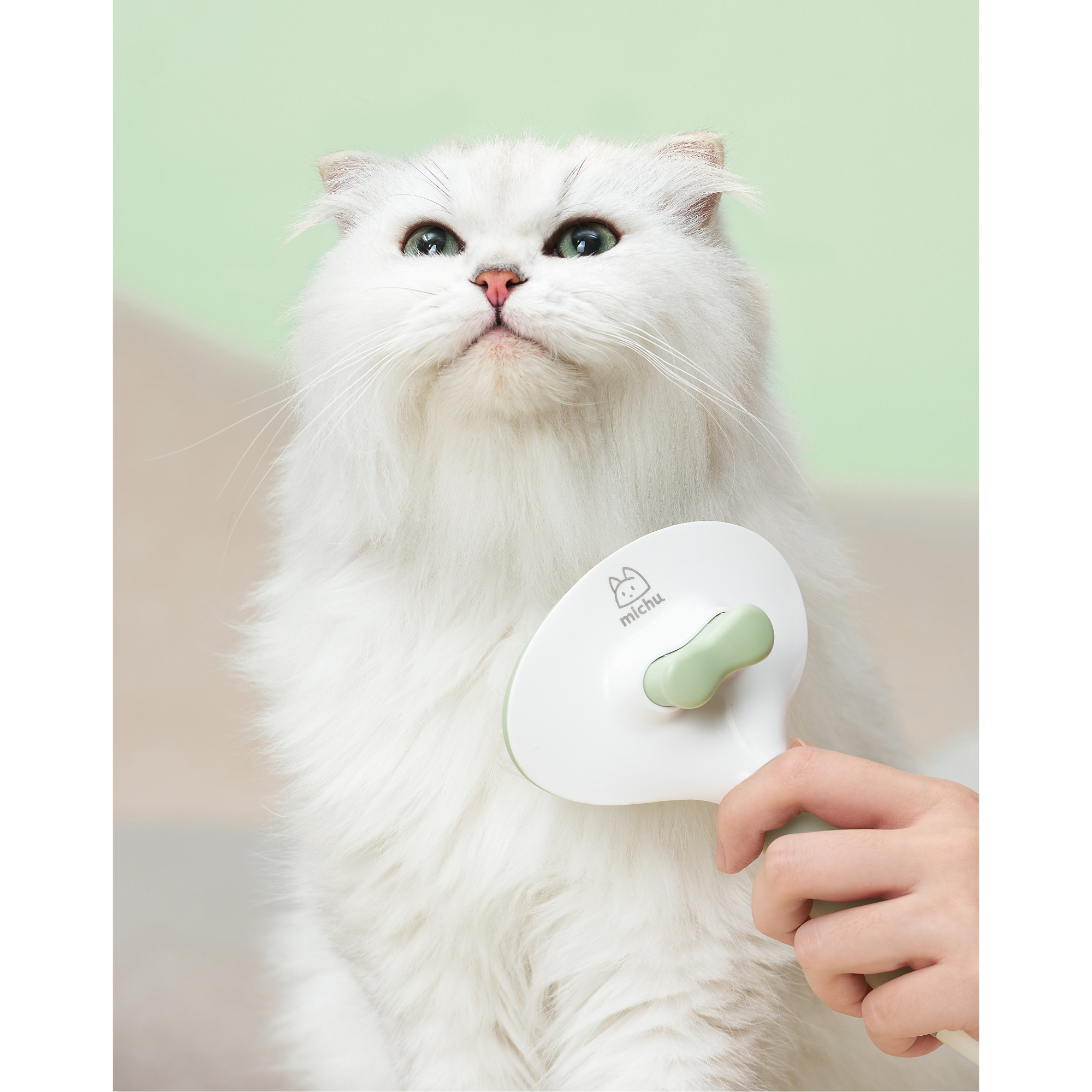 Michu Cream Round Head Grooming Dog and Cat Brush