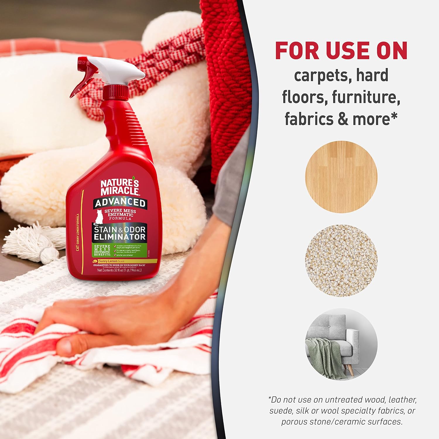 Nature's Miracle Advanced Cat Stain and Odour Eliminator Lemon 946ml