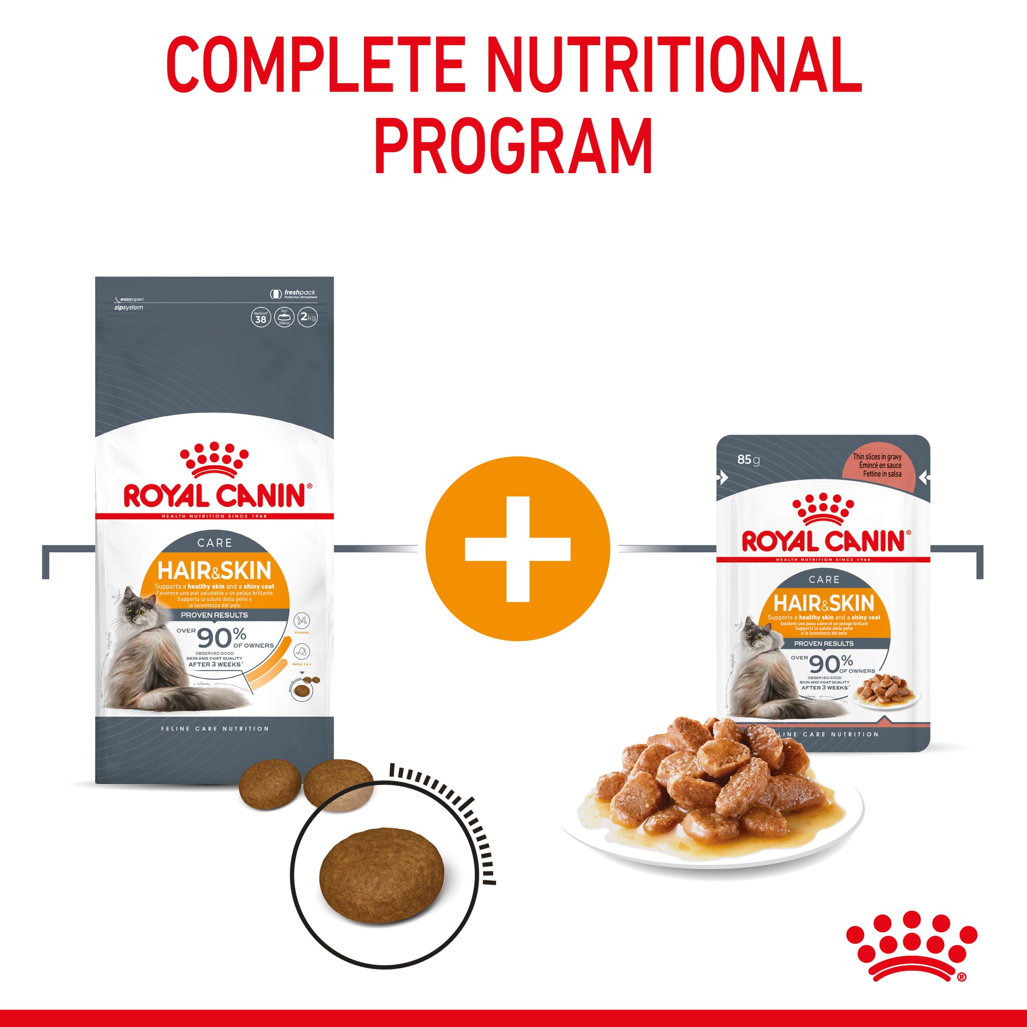 Royal Canin Hair & Skin Gravy Adult Wet Cat Food Pouches 85g x 12