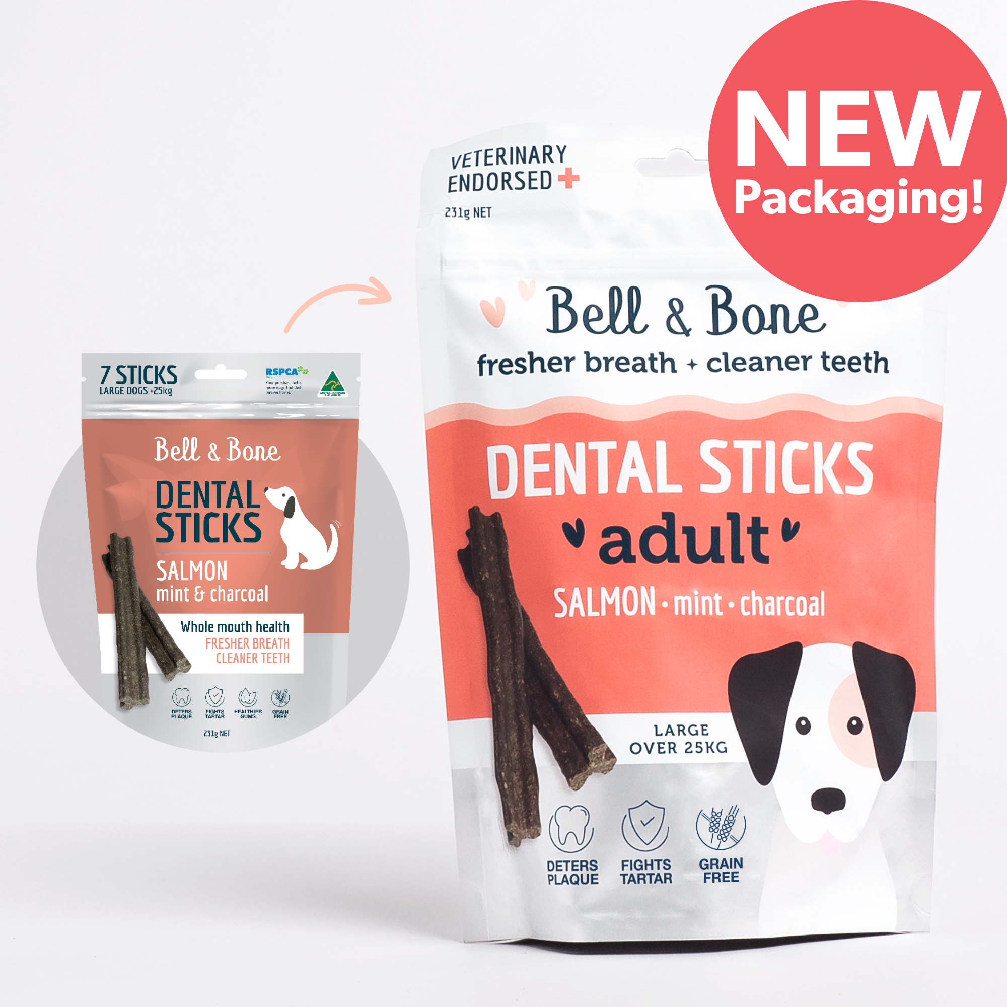 Bell & Bone Dog Dental Sticks Salmon Mint and Charcoal