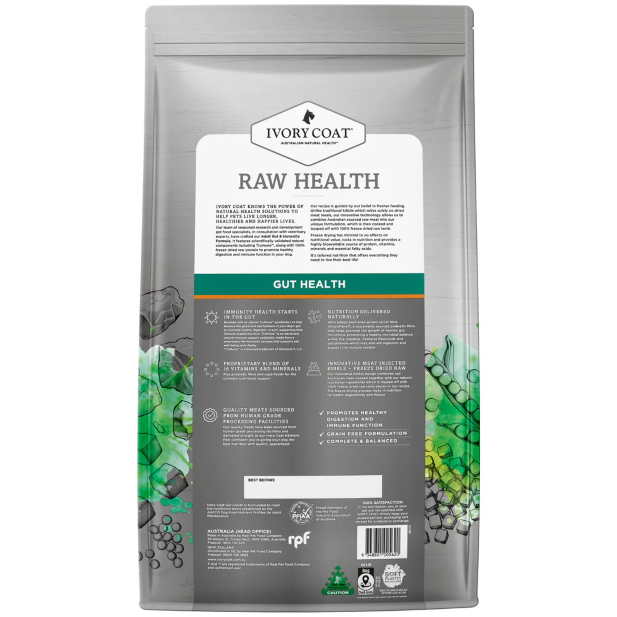 Ivory Coat Raw Health Dog Gut Health Chicken and Freeze Dried Lamb Dry Dog Food