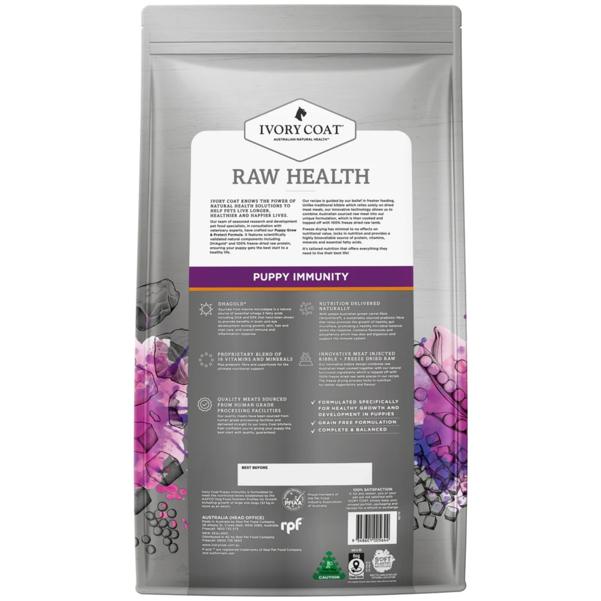 Ivory Coat Raw Health Immunity Chicken and Freeze Dried Lamb Dry Puppy Food
