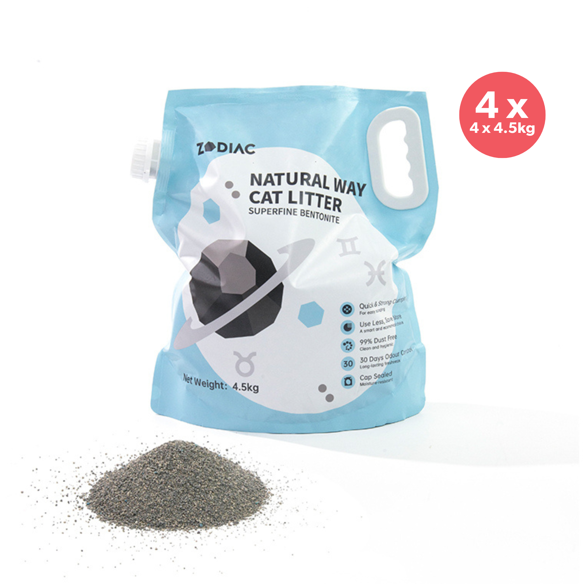 ZODIAC Natural Way Superfine Bentonite Cat Litter 4.5Kg