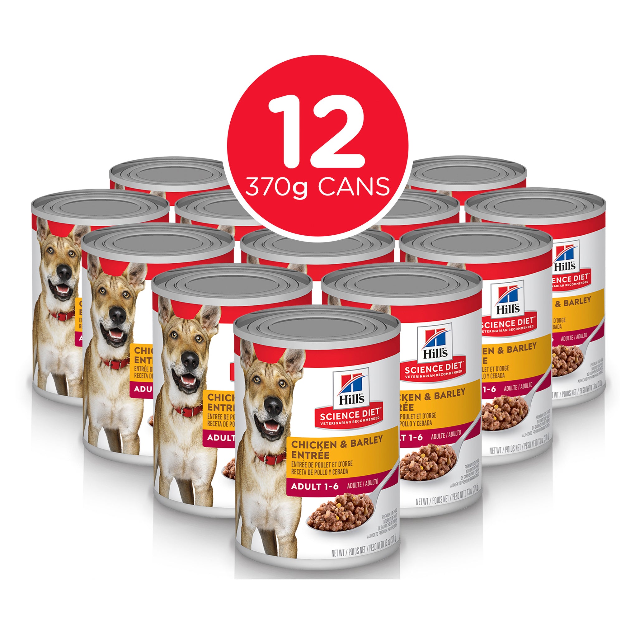 Hill's Science Diet Adult Chicken & Barley Canned Dog Food 370g x 12