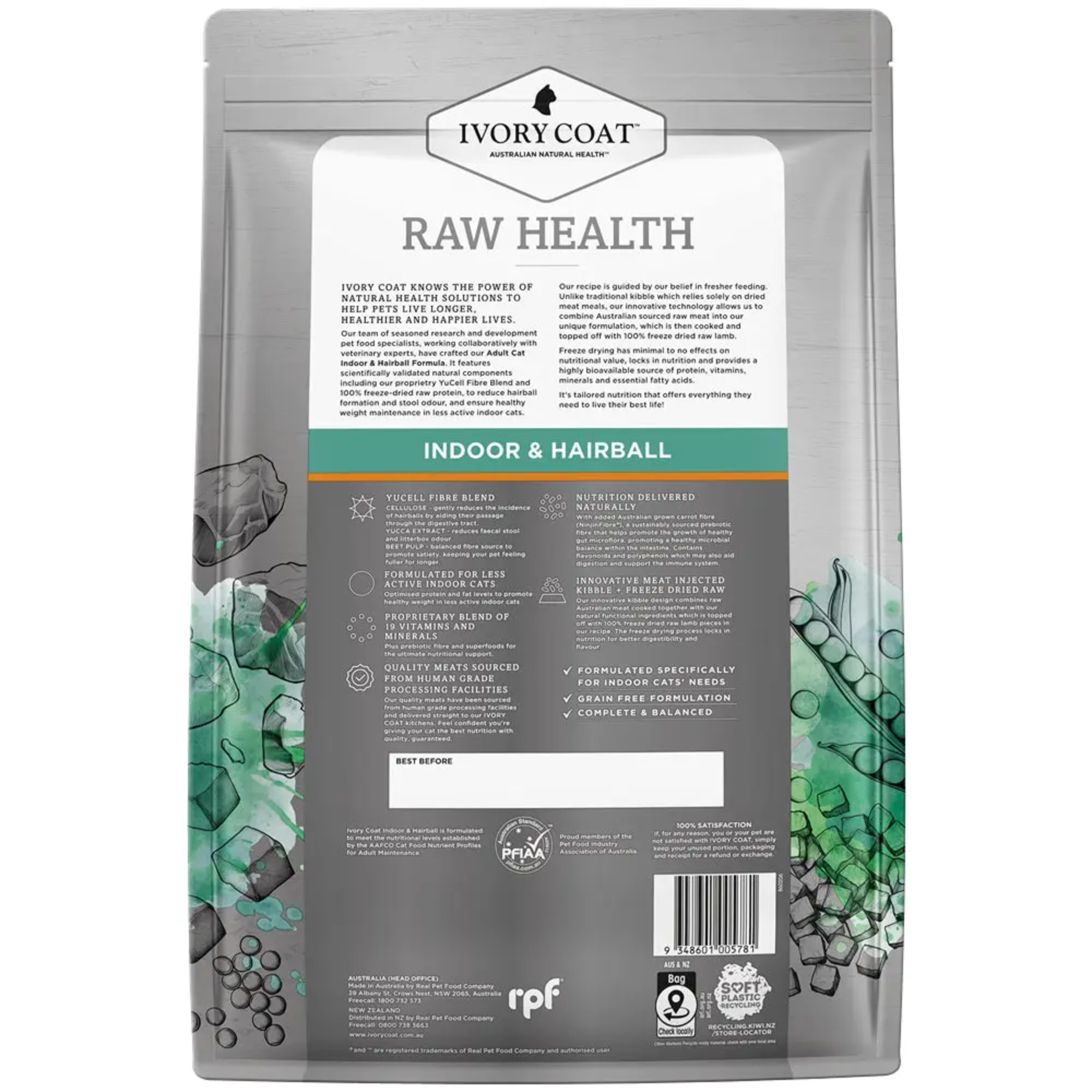Ivory Coat Raw Health Cat Indoor & Hairball Chicken and Freeze Dried Lamb Dry Cat Food