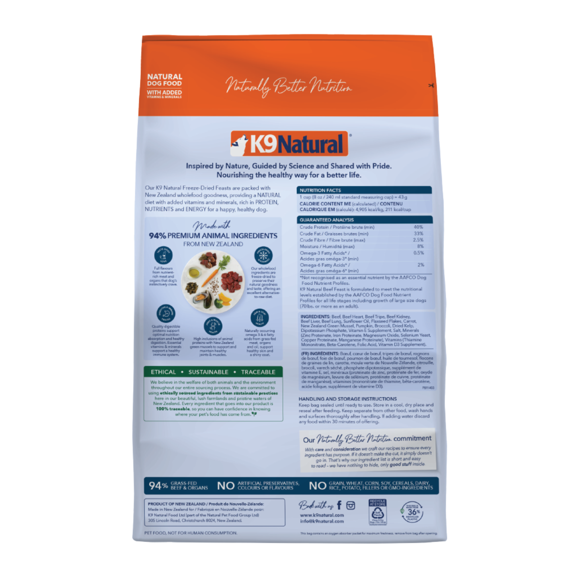 K9 Natural Grain Free Freeze Dried Dog Food Beef