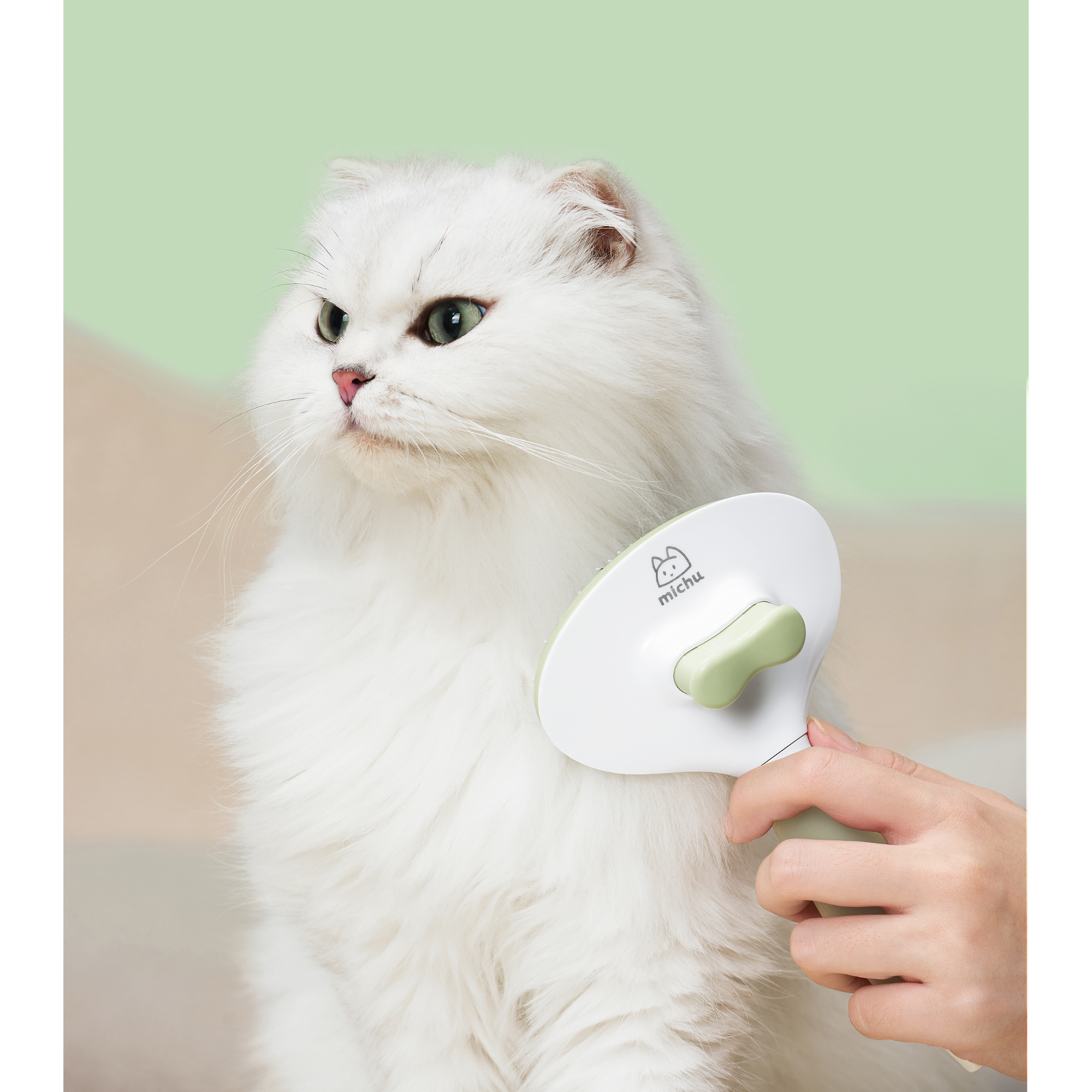 Michu Cream Round Head Grooming Dog and Cat Brush