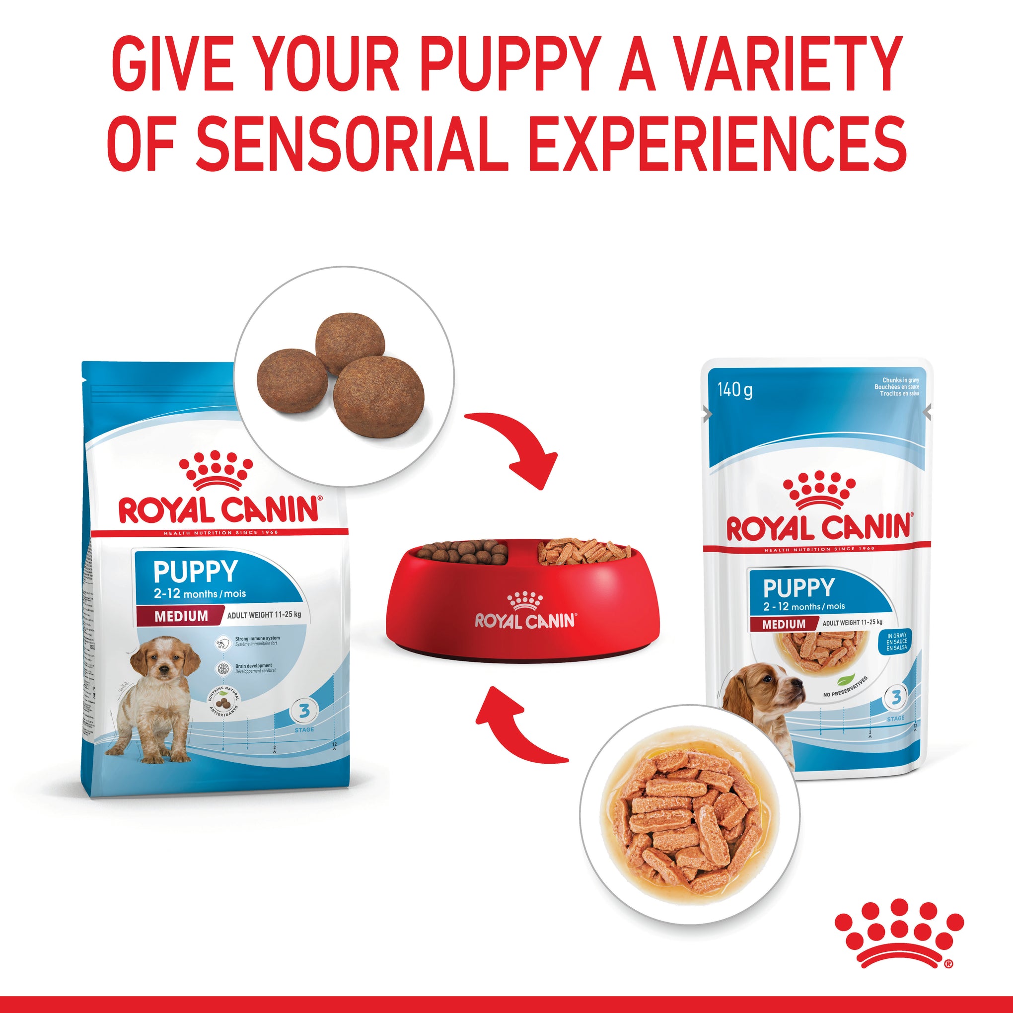 Royal Canin Medium Puppy Wet Dog Food Pouches 140g x 10