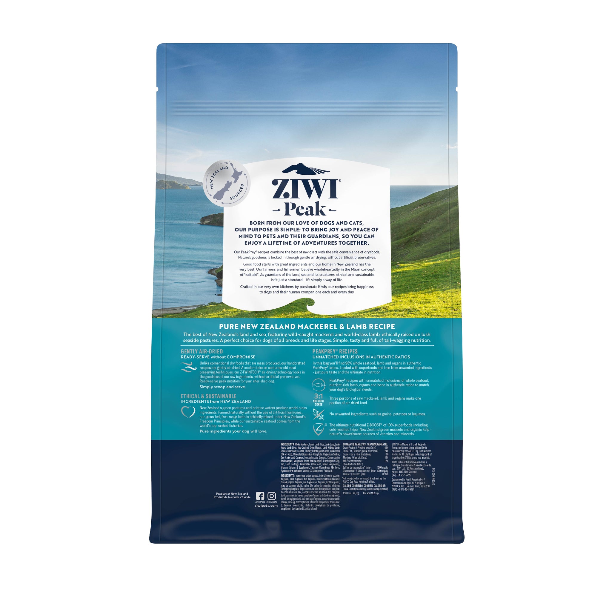 Ziwi Peak Dog Food Air Dried Mackerel & Lamb