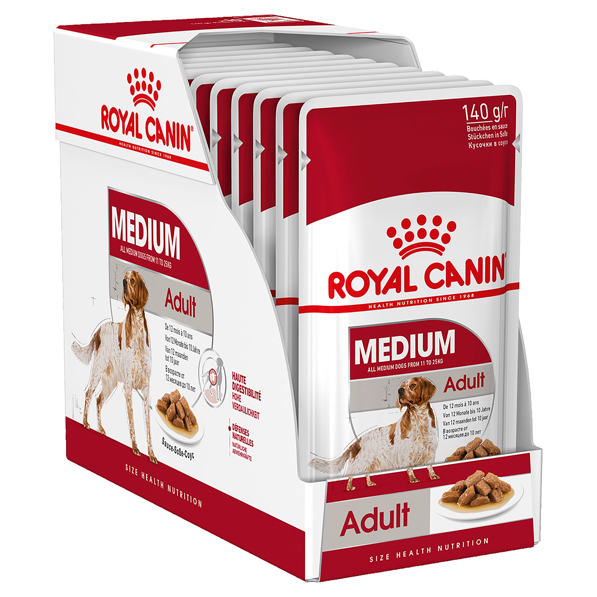 Royal Canin Medium Adult Wet Dog Food Pouches 140g x 10