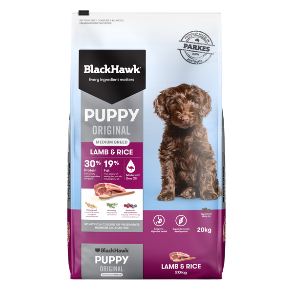 Black Hawk Original Puppy Lamb and Rice Medium Breed Dry Dog Food 20kg